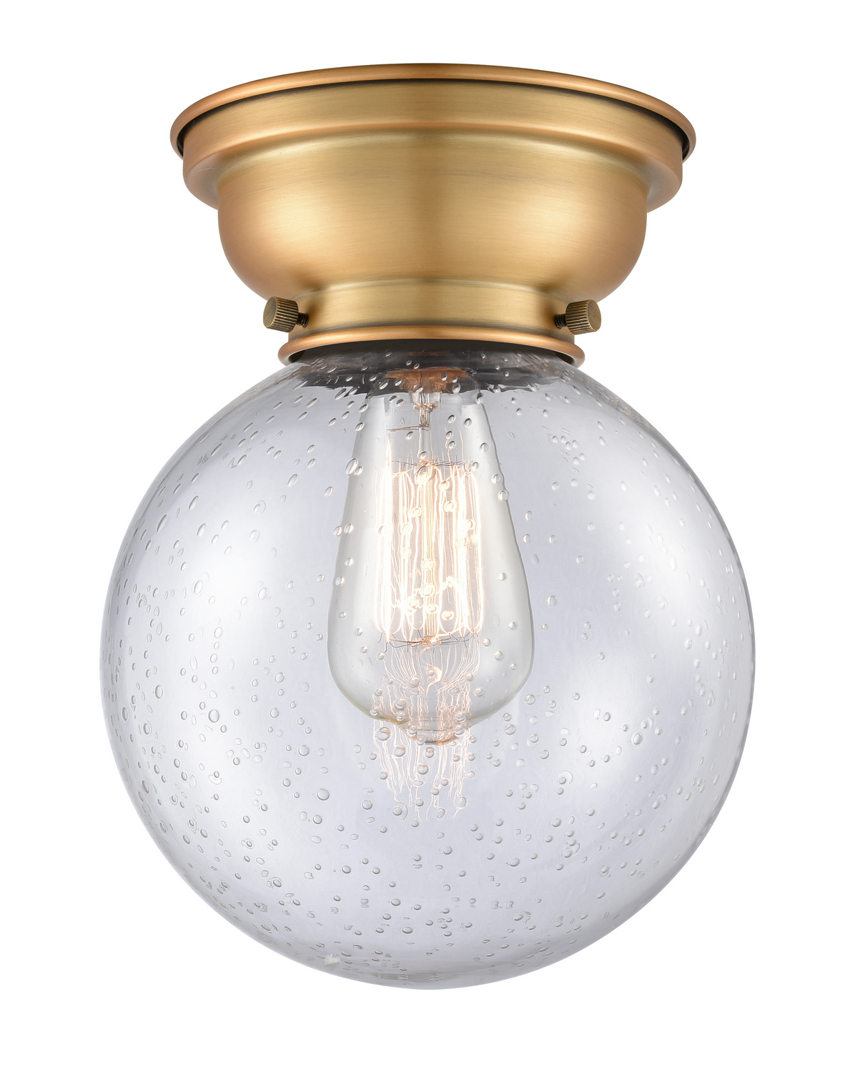 One Light Flush Mount by Innovations - Franklin Restoration Collection, Brushed Brass Finish - 623-1F-BB-G204-8