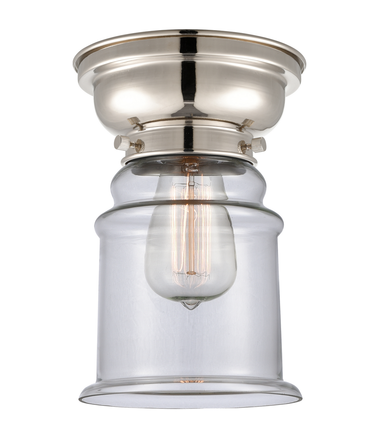 One Light Flush Mount by Innovations - Franklin Restoration Collection, Polished Nickel Finish - 623-1F-PN-G182