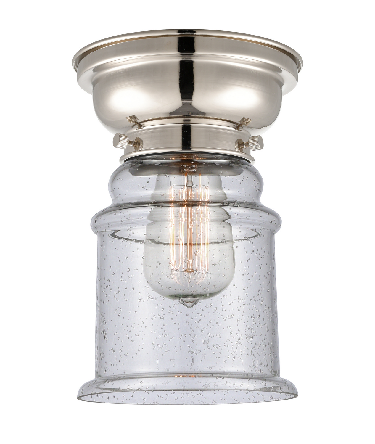 One Light Flush Mount by Innovations - Franklin Restoration Collection, Polished Nickel Finish - 623-1F-PN-G184