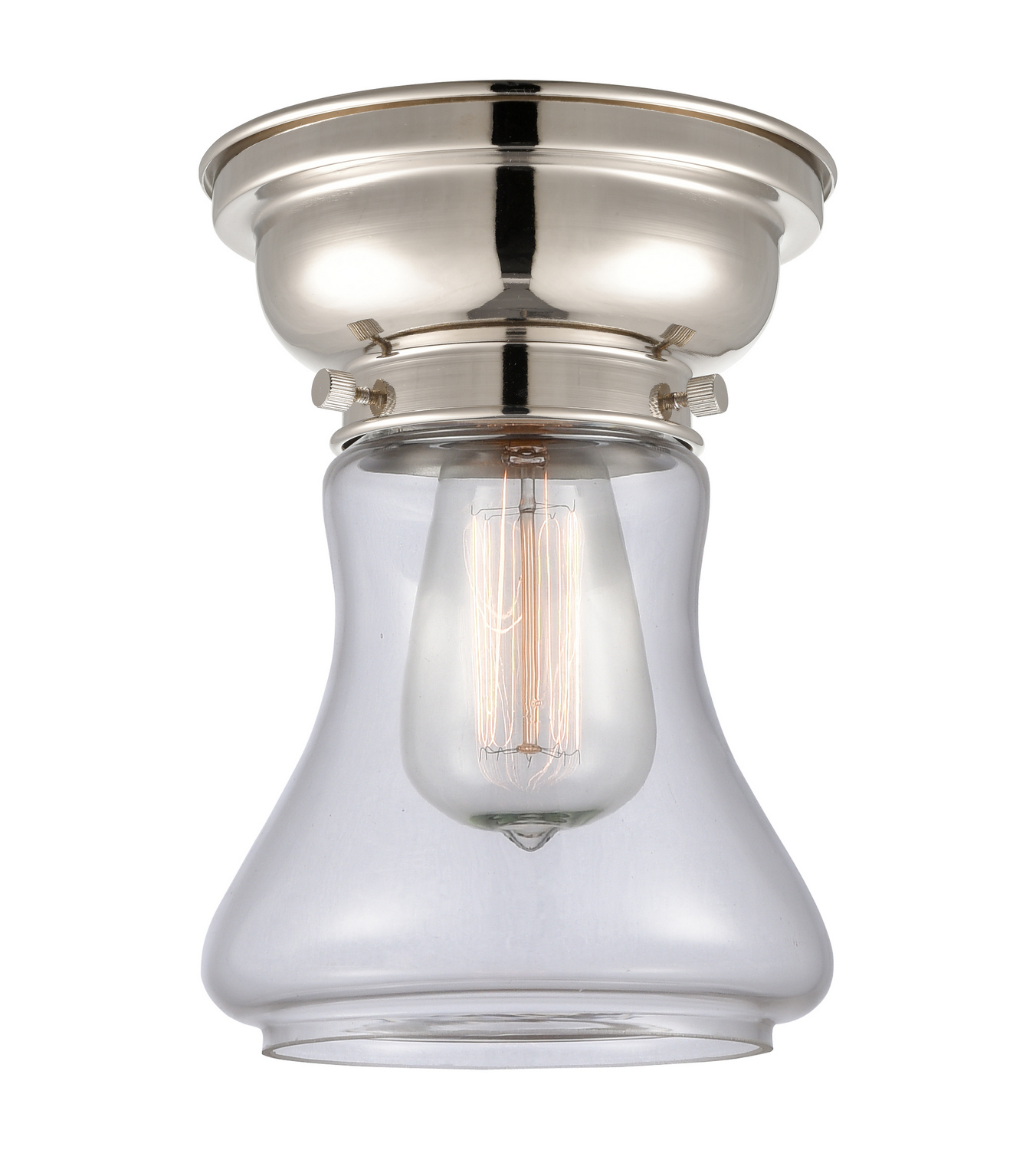 One Light Flush Mount by Innovations - Franklin Restoration Collection, Polished Nickel Finish - 623-1F-PN-G192