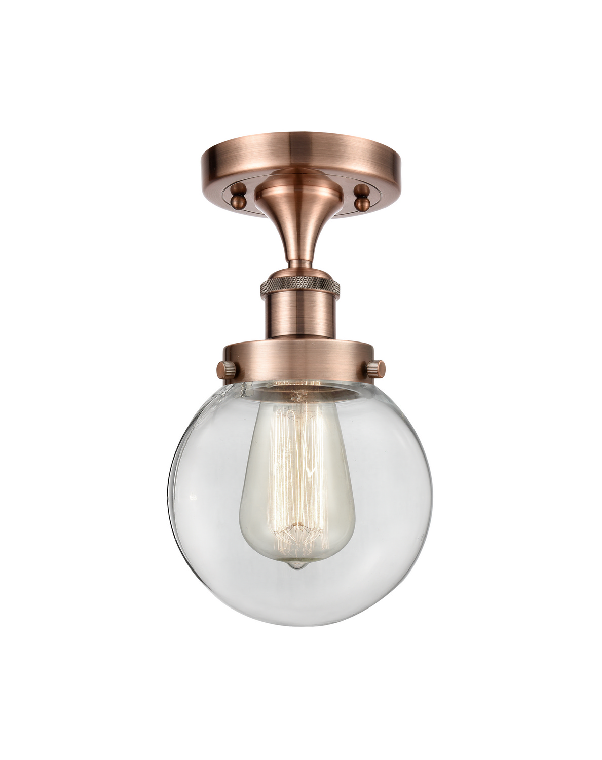 LED Semi-Flush Mount by Innovations - Ballston Urban Collection, Antique Copper Finish - 916-1C-AC-G202-6-LED