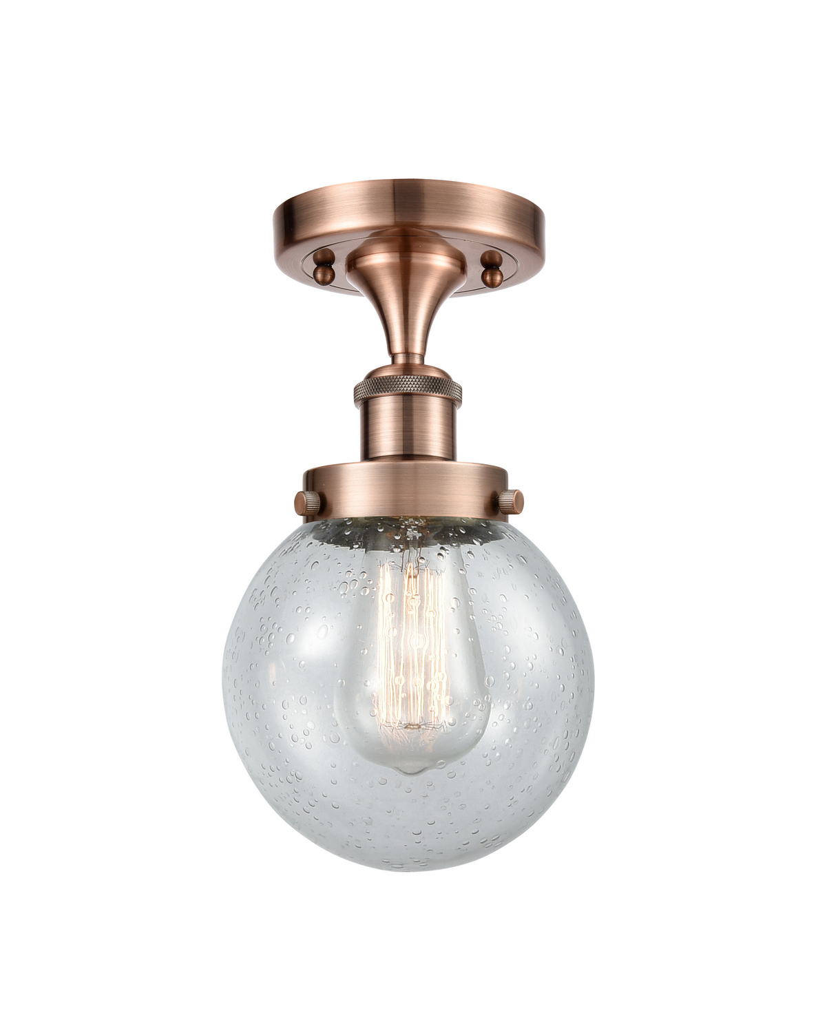 LED Semi-Flush Mount by Innovations - Ballston Urban Collection, Antique Copper Finish - 916-1C-AC-G204-6-LED
