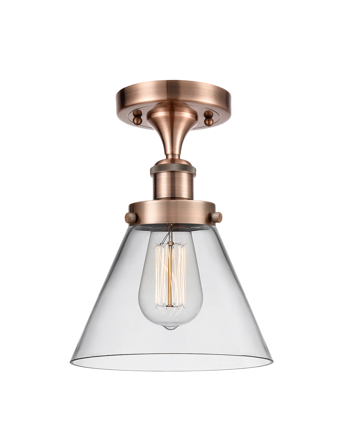 One Light Semi-Flush Mount by Innovations - Ballston Urban Collection, Antique Copper Finish - 916-1C-AC-G42