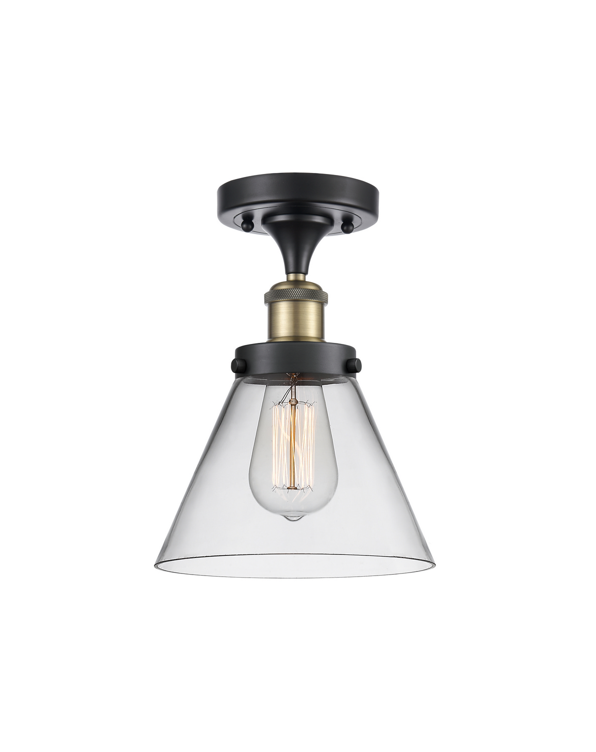 One Light Semi-Flush Mount by Innovations - Ballston Urban Collection, Black Antique Brass Finish - 916-1C-BAB-G42