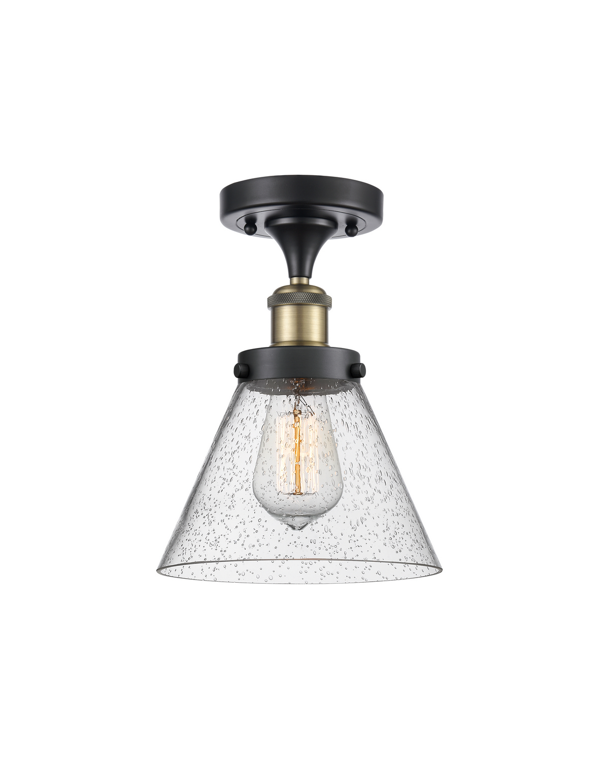 One Light Semi-Flush Mount by Innovations - Ballston Urban Collection, Black Antique Brass Finish - 916-1C-BAB-G44