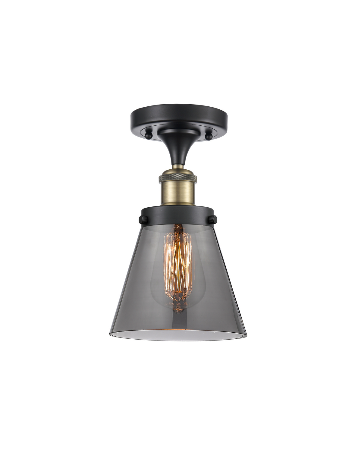 One Light Semi-Flush Mount by Innovations - Ballston Urban Collection, Black Antique Brass Finish - 916-1C-BAB-G63