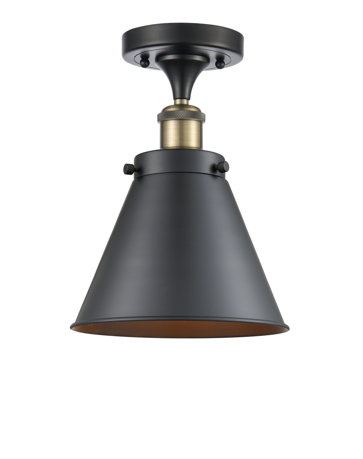LED Semi-Flush Mount by Innovations - Ballston Urban Collection, Black Antique Brass Finish - 916-1C-BAB-M13-BK-LED
