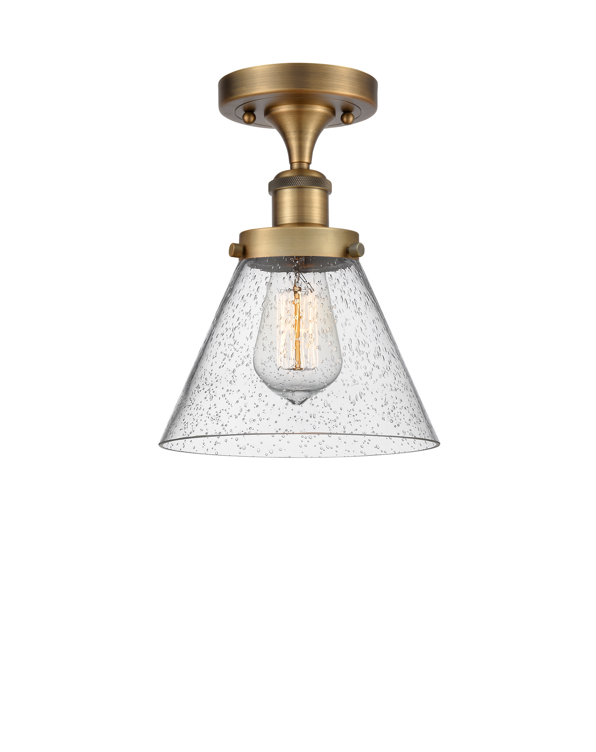 One Light Semi-Flush Mount by Innovations - Ballston Urban Collection, Brushed Brass Finish - 916-1C-BB-G44