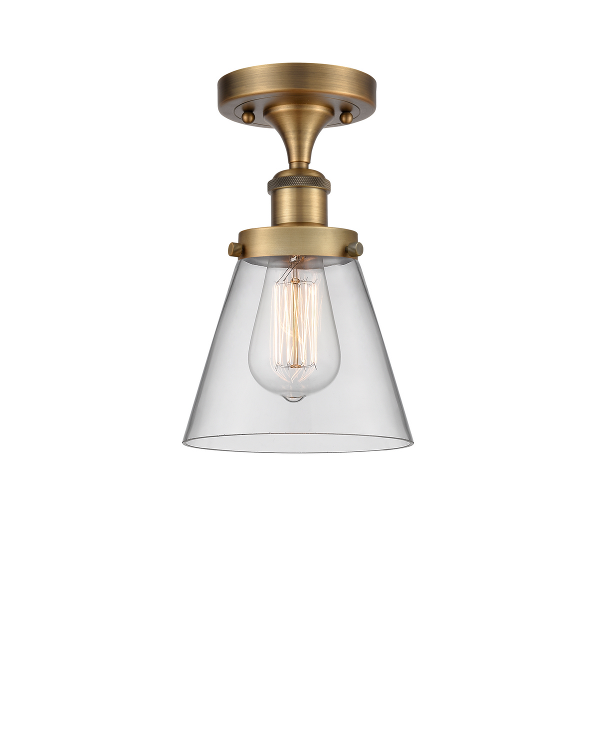 One Light Semi-Flush Mount by Innovations - Ballston Urban Collection, Brushed Brass Finish - 916-1C-BB-G62
