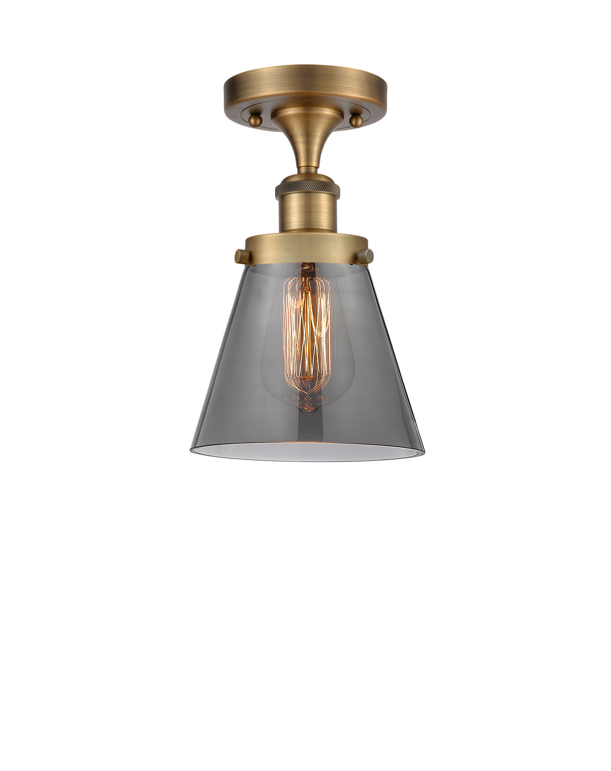 One Light Semi-Flush Mount by Innovations - Ballston Urban Collection, Brushed Brass Finish - 916-1C-BB-G63