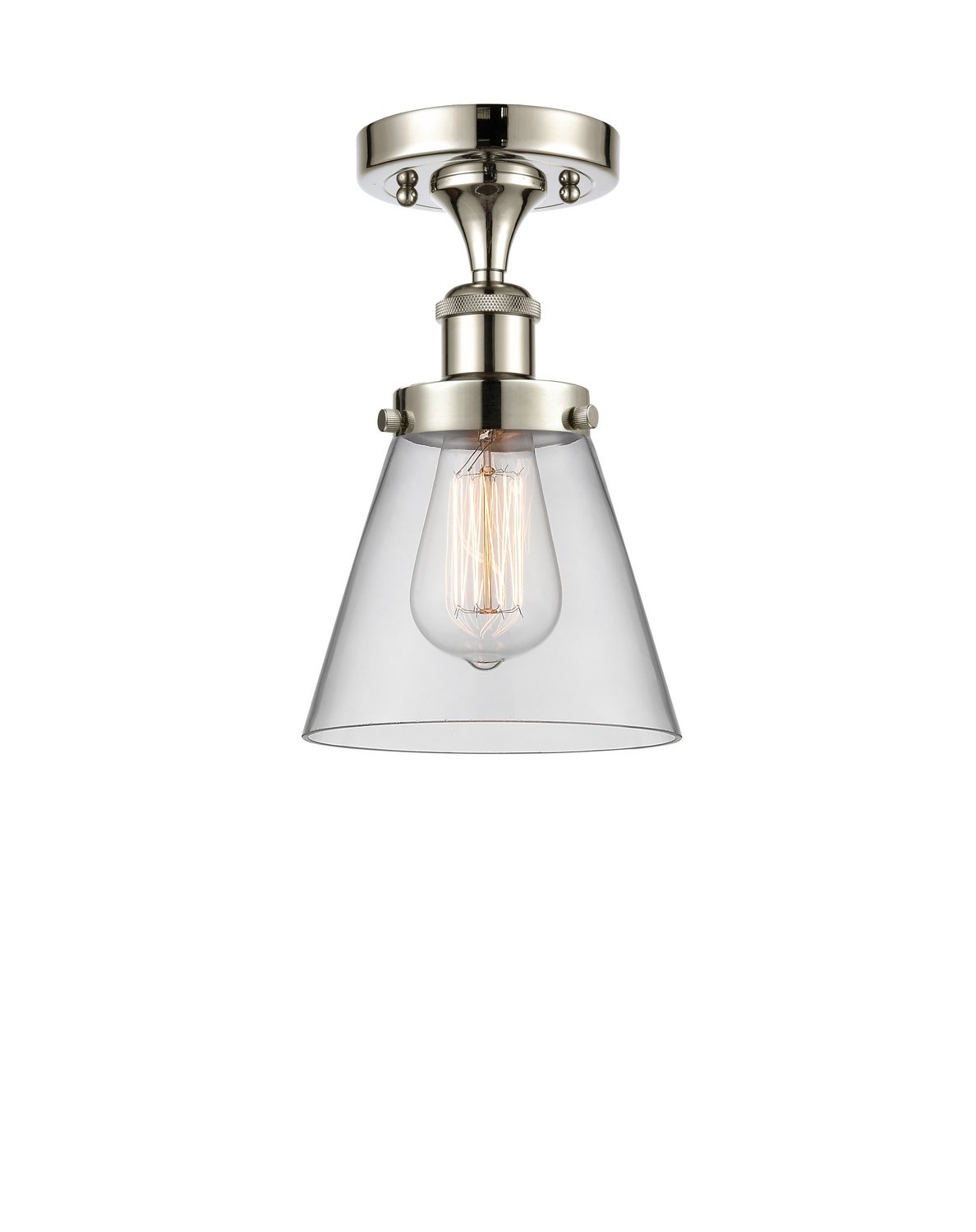 One Light Semi-Flush Mount by Innovations - Ballston Urban Collection, Polished Nickel Finish - 916-1C-PN-G62