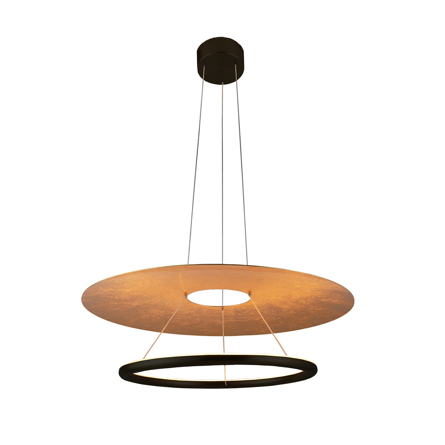Photos - Chandelier / Lamp Helios Justice Design Matte Black & Gold Leaf LED Pendant from the Collection NSH-4432-MBGL