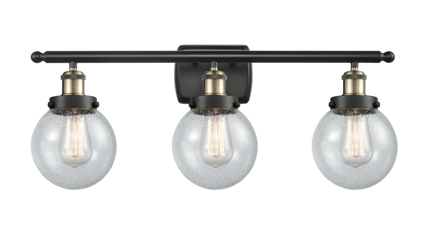 LED Bath Vanity by Innovations - Ballston Urban Collection, Black Antique Brass Finish - 916-3W-BAB-G204-6-LED