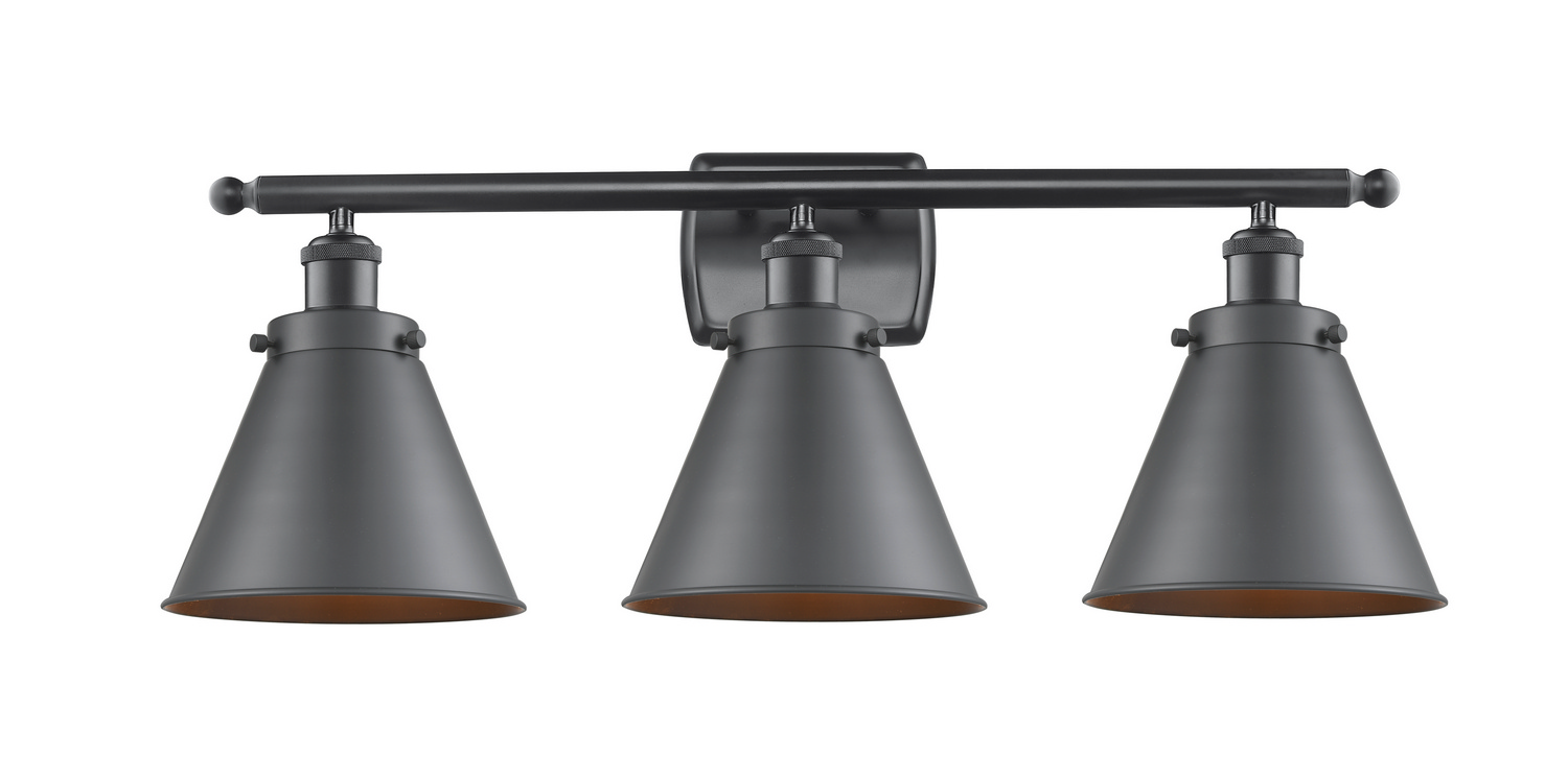 Three Light Bath Vanity by Innovations - Ballston Urban Collection, Matte Black Finish - 916-3W-BK-M13