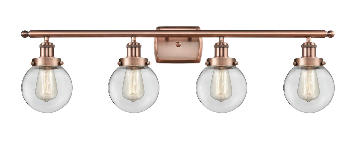 Four Light Bath Vanity by Innovations - Ballston Urban Collection, Antique Copper Finish - 916-4W-AC-G202-6