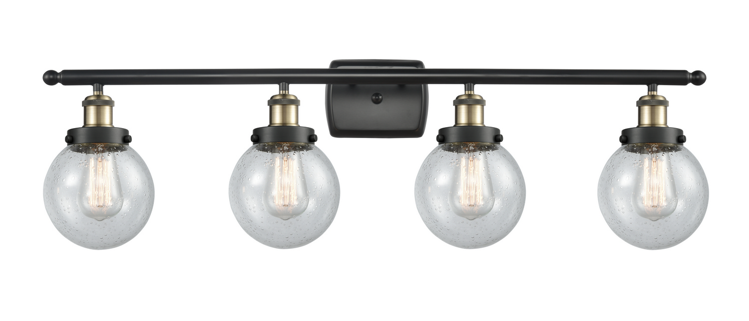 LED Bath Vanity by Innovations - Ballston Urban Collection, Black Antique Brass Finish - 916-4W-BAB-G204-6-LED