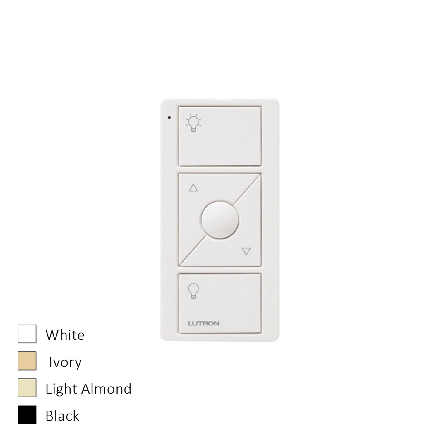 LUTR PJ2-3BRL-GWH-L01 3 BUTTON PICO WITH RAISE LOWER, INDICATOR LIGHT, LIGHT ICON **** UPC# 06778 ****