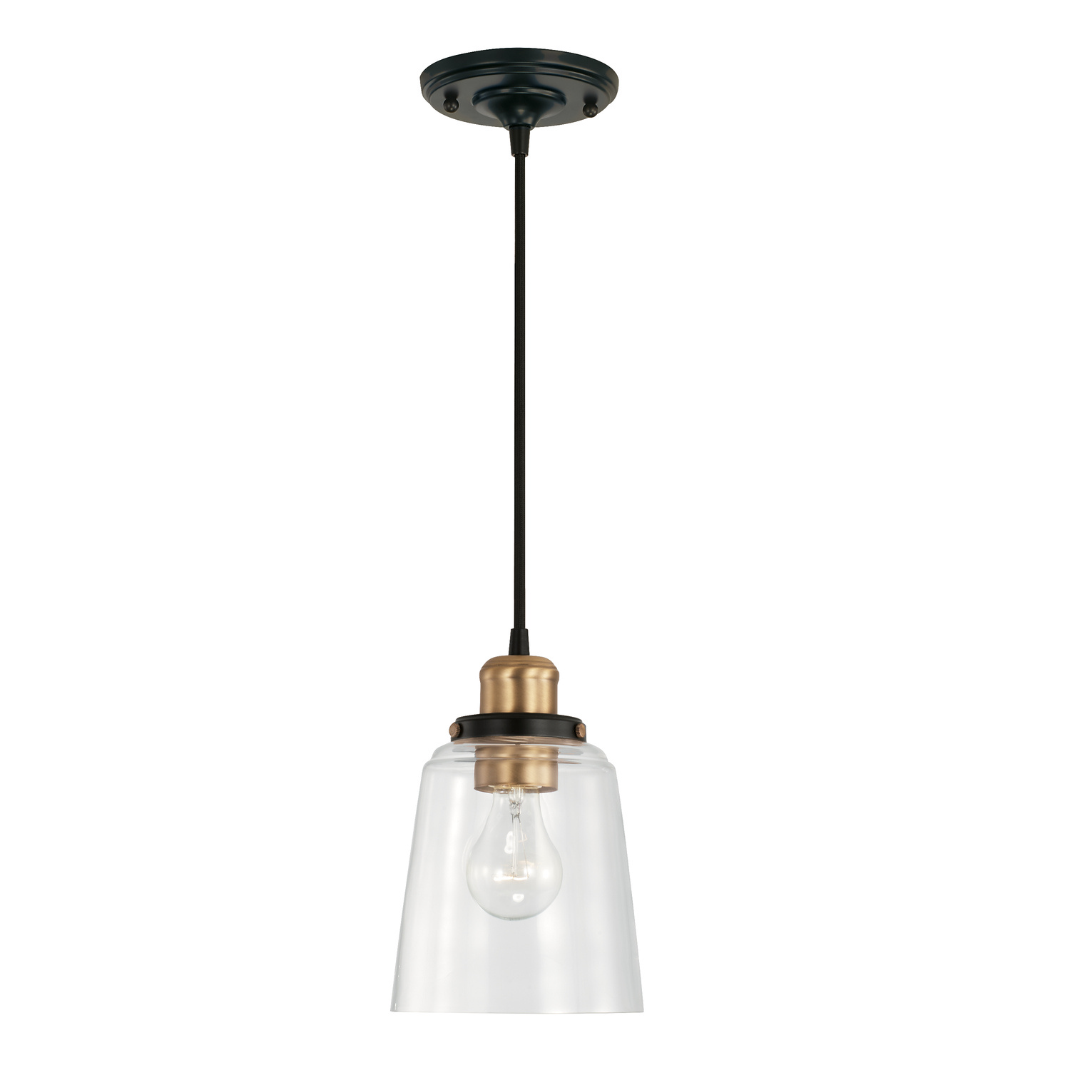 Capital Lighting Fallon One Light Pendant in Aged Brass and Black - 3718AB-135