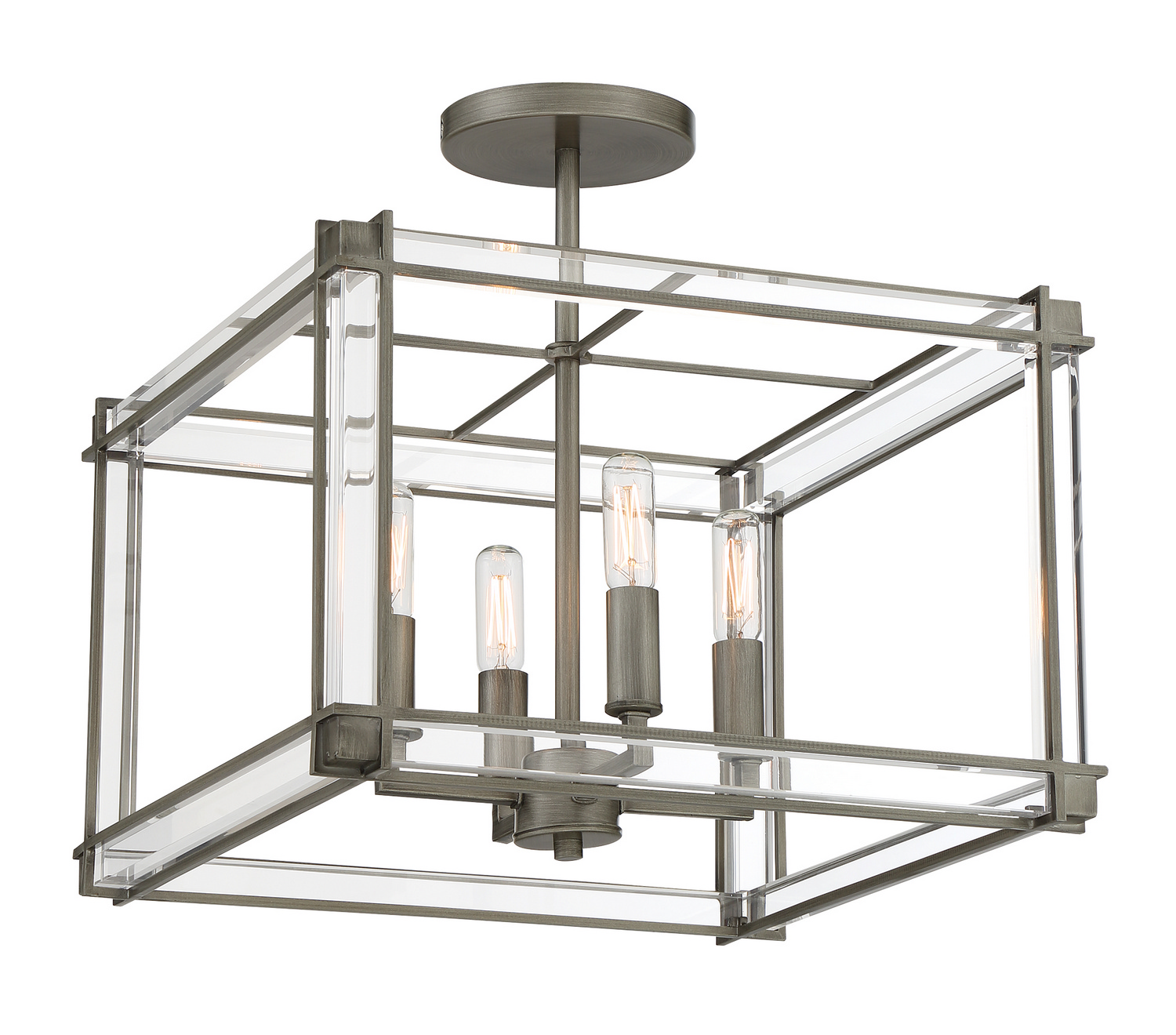 Minka-Lavery Langen Square Four Light Semi Flush Mount in Antique Nickel (Painted) - 3859-756