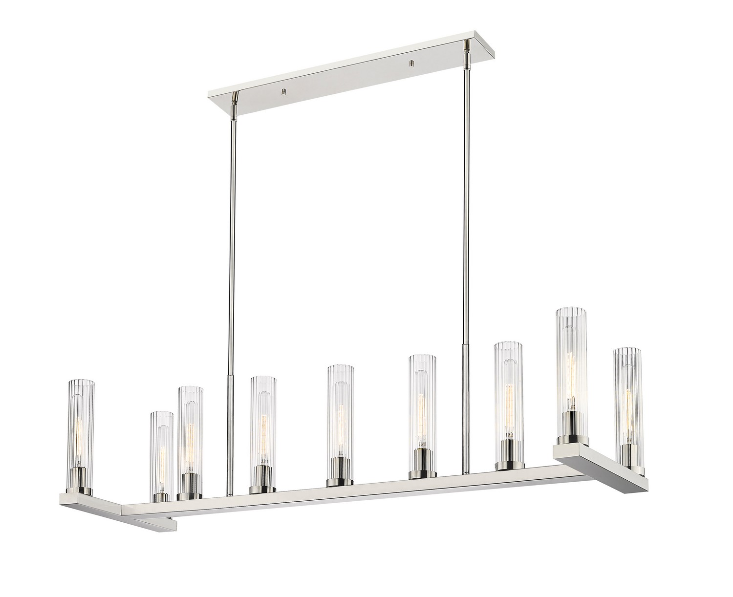 Nine Light Linear Chandelier by Z-Lite - Beau Collection, Polished Nickel Finish - 3031-9L-PN
