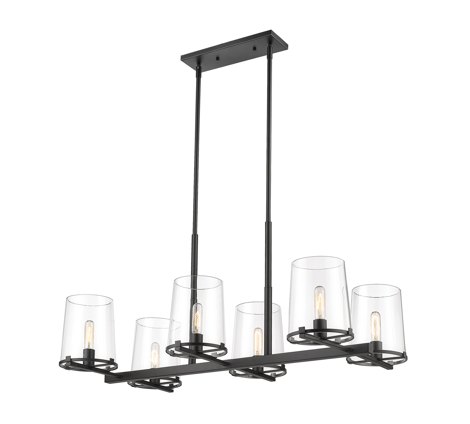 Six Light Linear Chandelier by Z-Lite - Callista Collection, Matte Black Finish - 3032-6L-MB