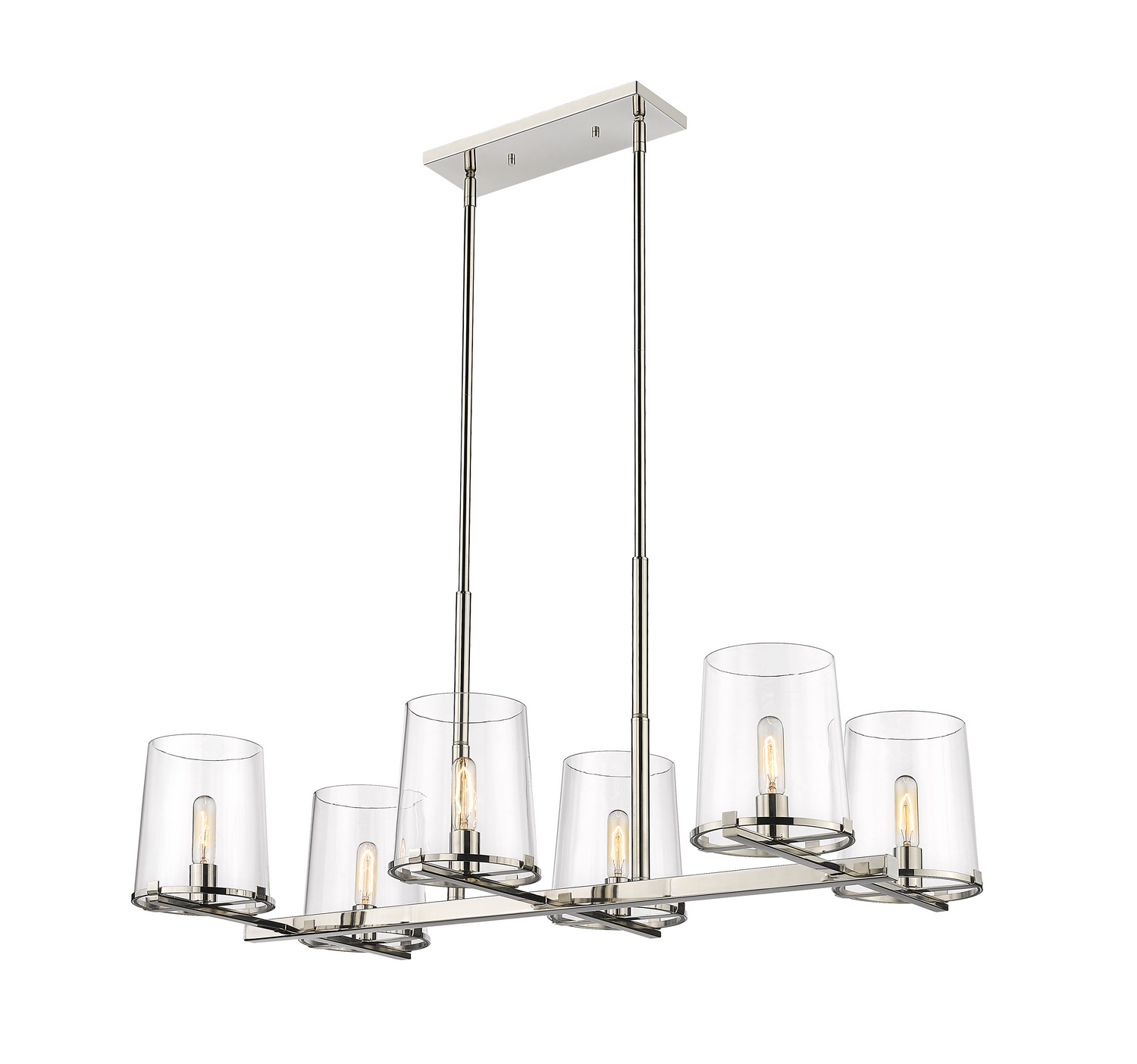 Six Light Linear Chandelier by Z-Lite - Callista Collection, Polished Nickel Finish - 3032-6L-PN