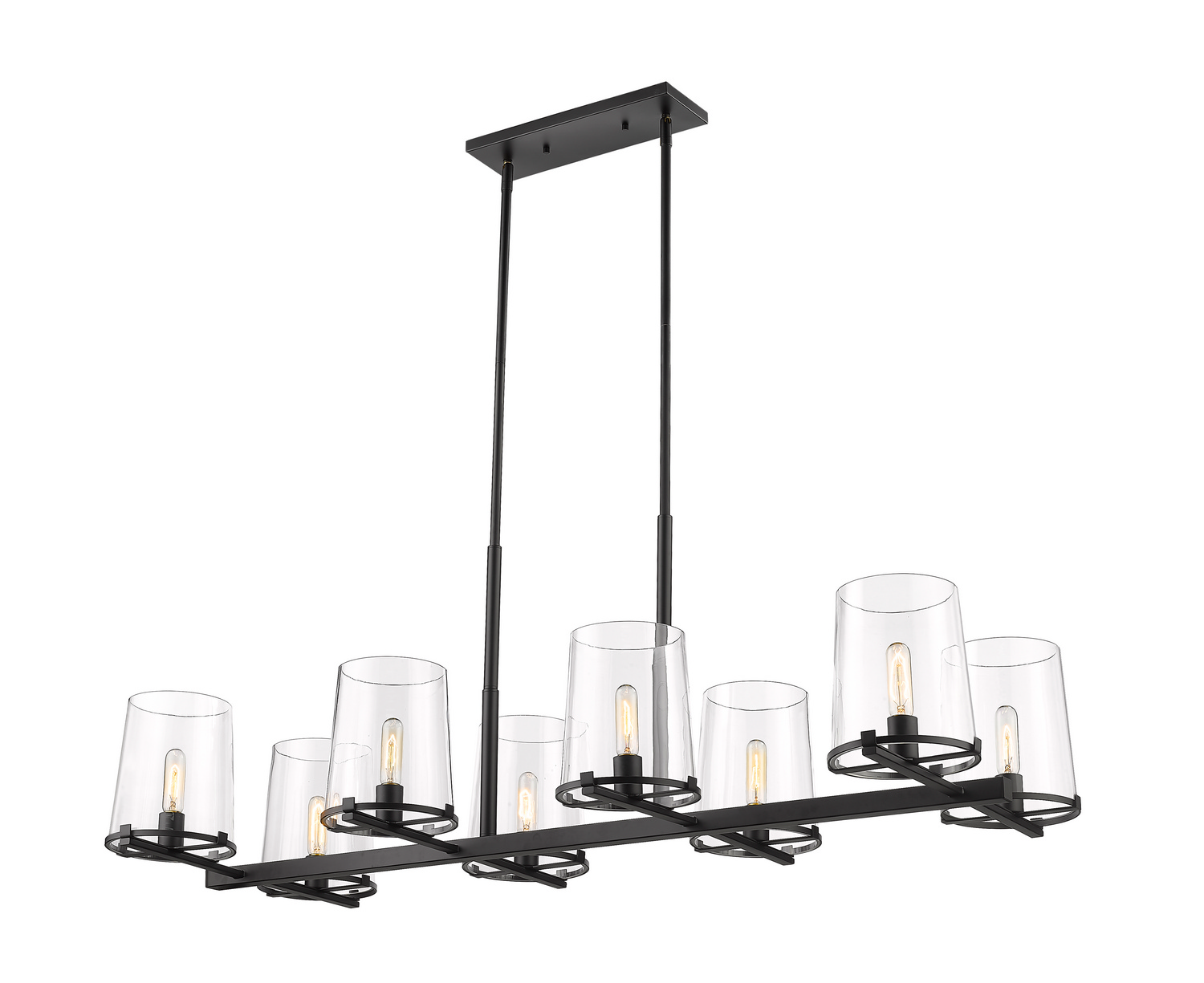 Eight Light Linear Chandelier by Z-Lite - Callista Collection, Matte Black Finish - 3032-8L-MB