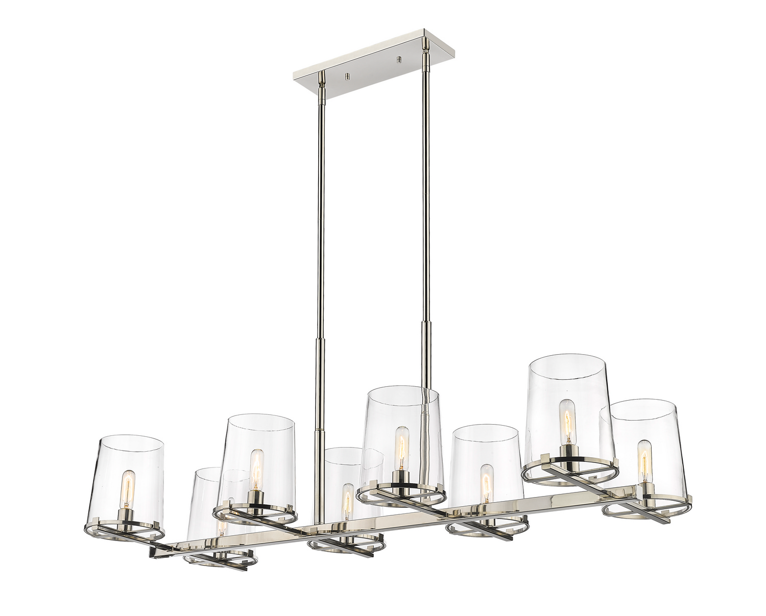 Eight Light Linear Chandelier by Z-Lite - Callista Collection, Polished Nickel Finish - 3032-8L-PN