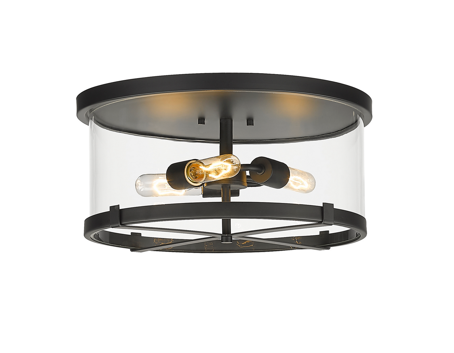 Three Light Flush Mount by Z-Lite - Callista Collection, Matte Black Finish - 3032F-MB