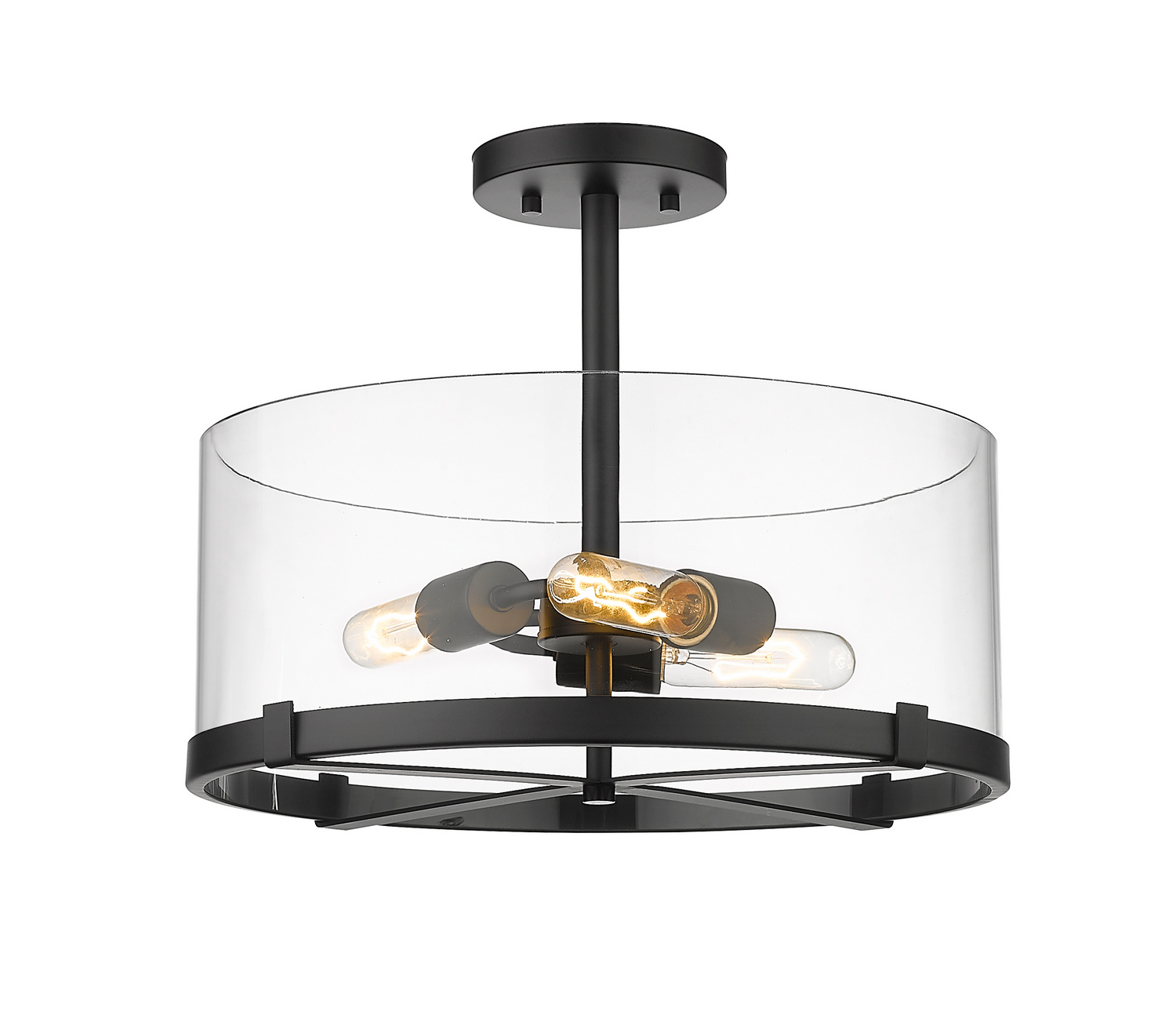 Three Light Semi Flush Mount by Z-Lite - Callista Collection, Matte Black Finish - 3032SF-MB
