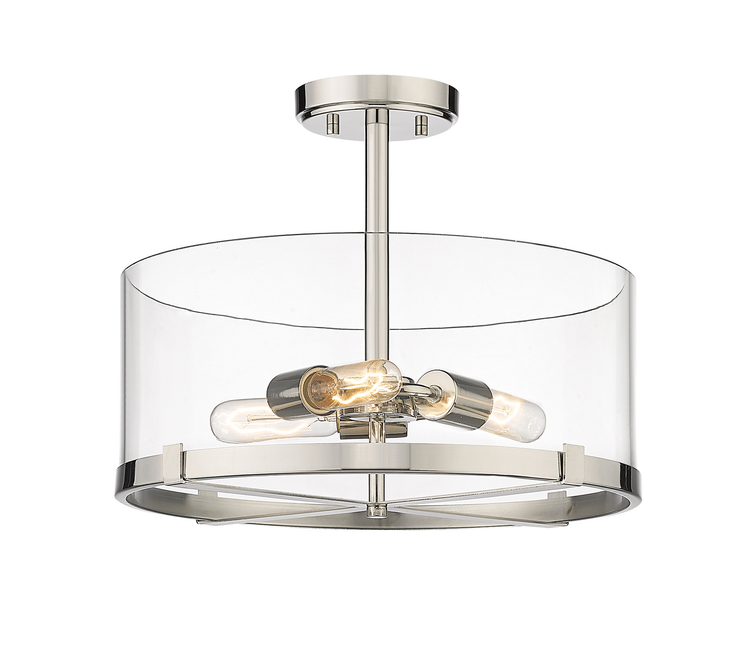 Three Light Semi Flush Mount by Z-Lite - Callista Collection, Polished Nickel Finish - 3032SF-PN