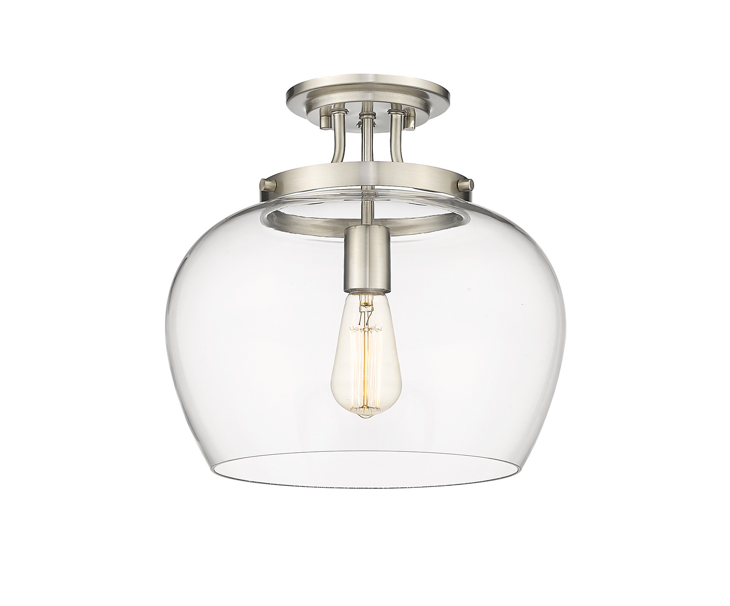 One Light Semi Flush Mount by Z-Lite - Joliet Collection, Brushed Nickel Finish - 473SF13-BN