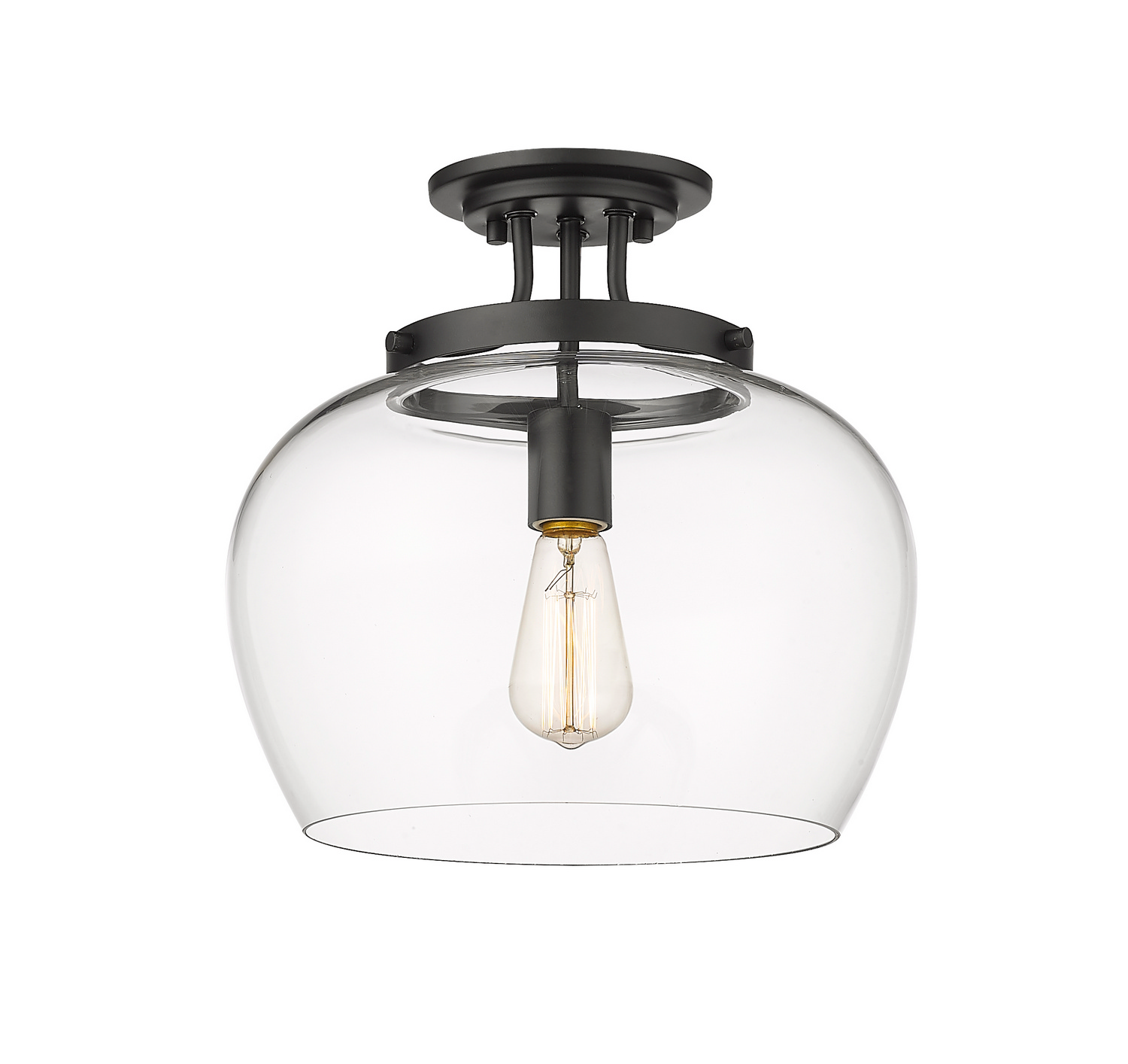 One Light Semi Flush Mount by Z-Lite - Joliet Collection, Matte Black Finish - 473SF13-MB