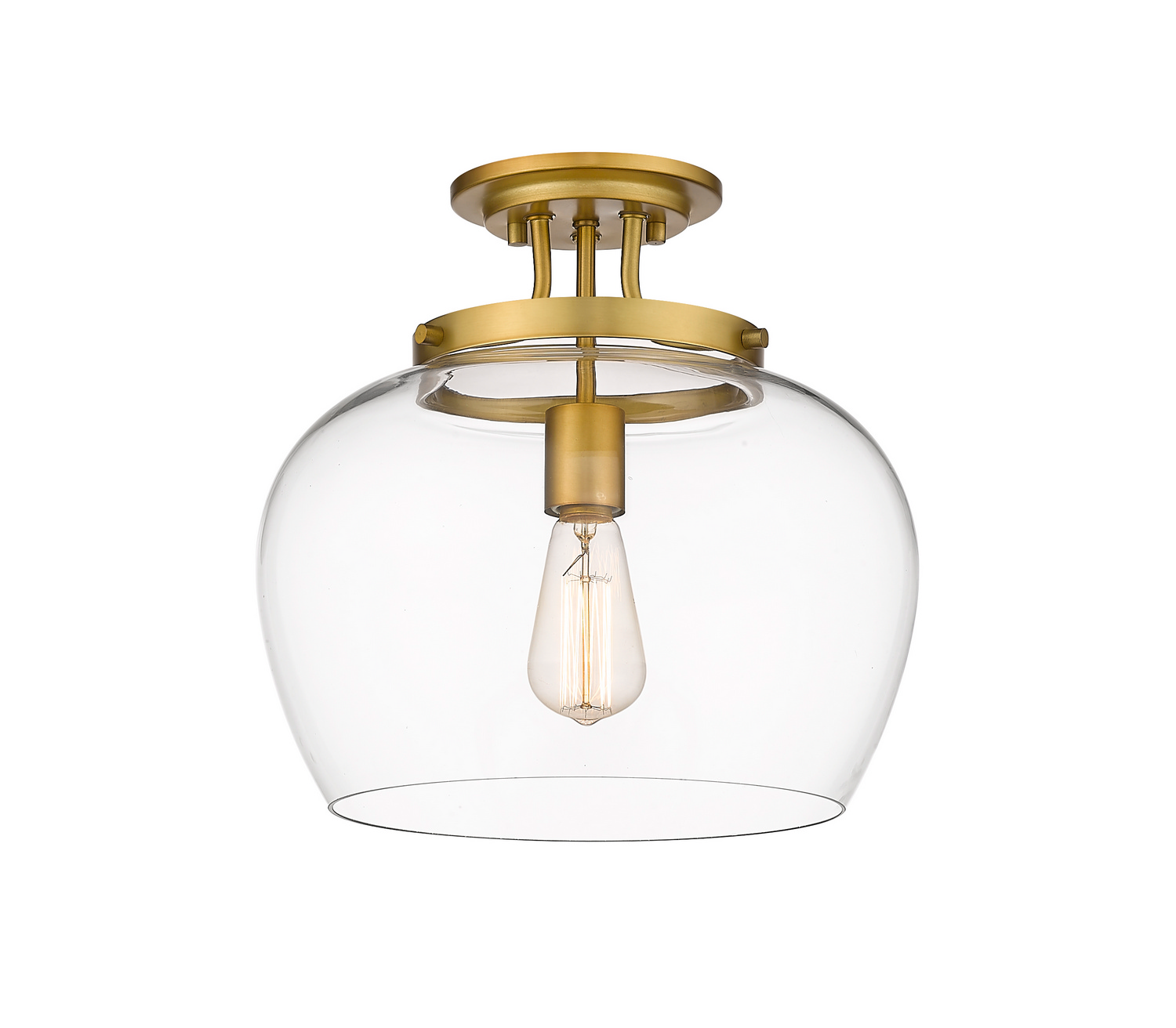 One Light Semi Flush Mount by Z-Lite - Joliet Collection, Olde Brass Finish - 473SF13-OBR