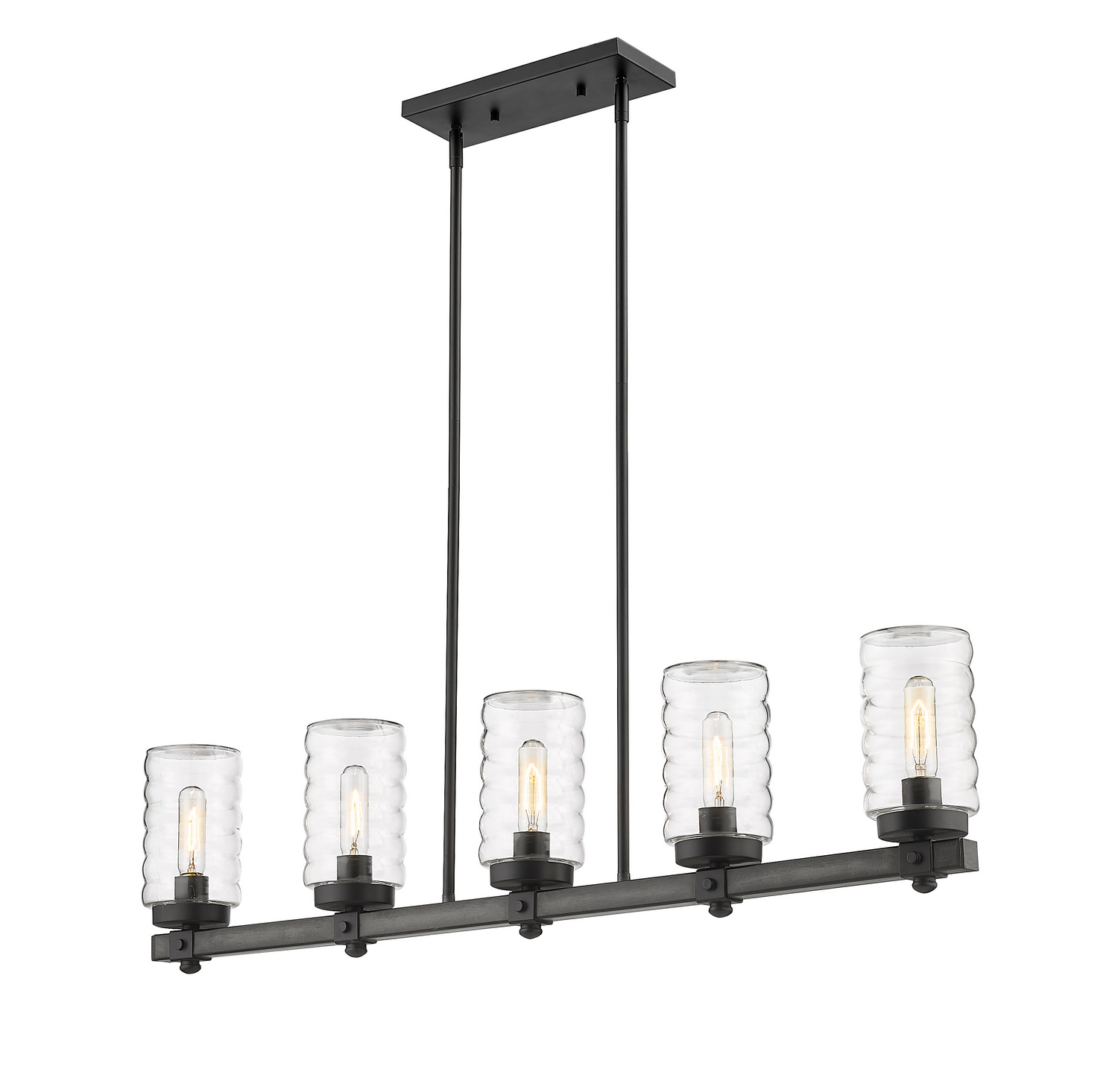 Five Light Outdoor Linear Chandelier by Z-Lite - Tahoe Collection, Ashen Barnboard Finish - 588-5L-ABB