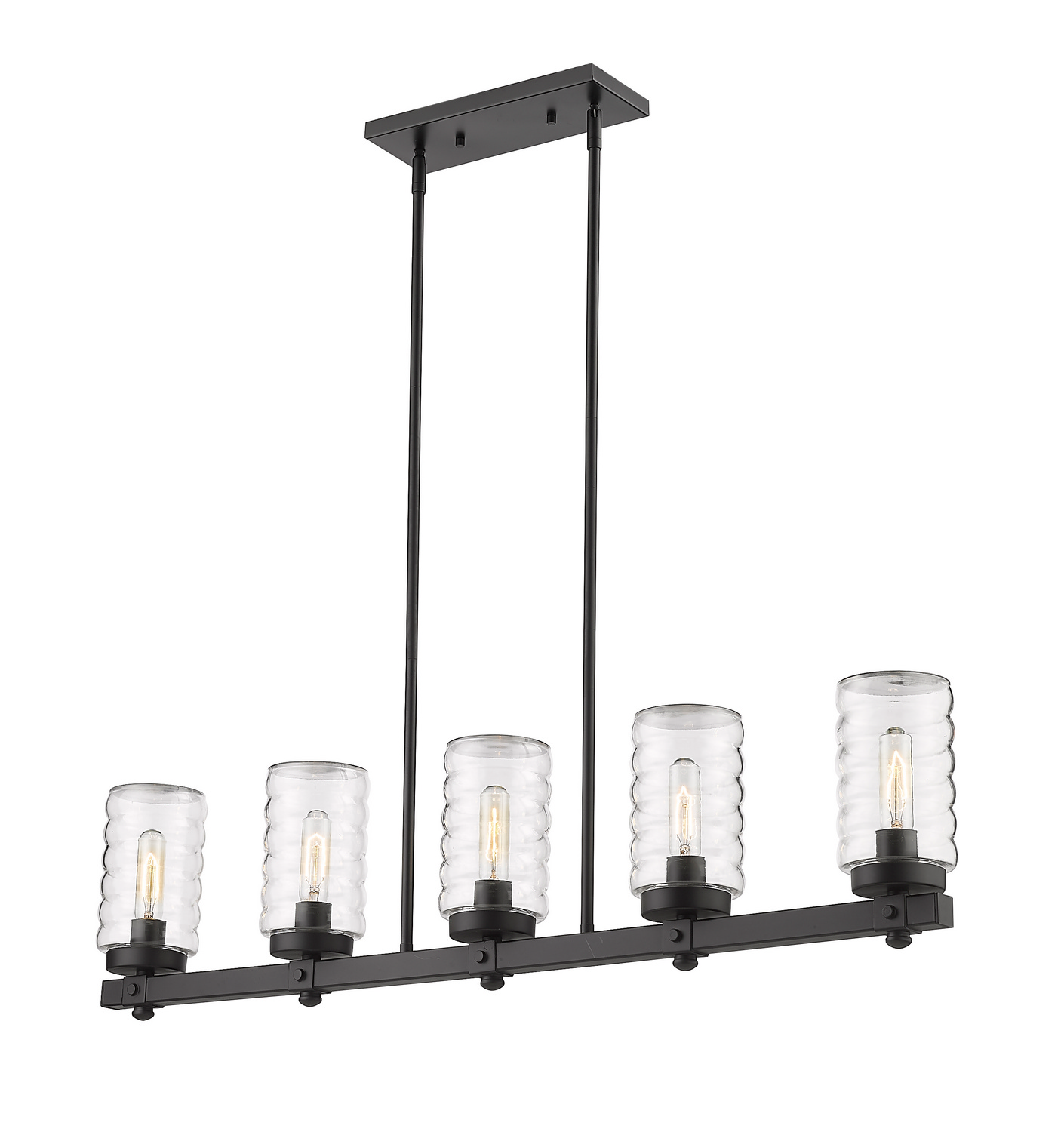 Five Light Outdoor Linear Chandelier by Z-Lite - Tahoe Collection, Matte Black Finish - 588-5L-BK