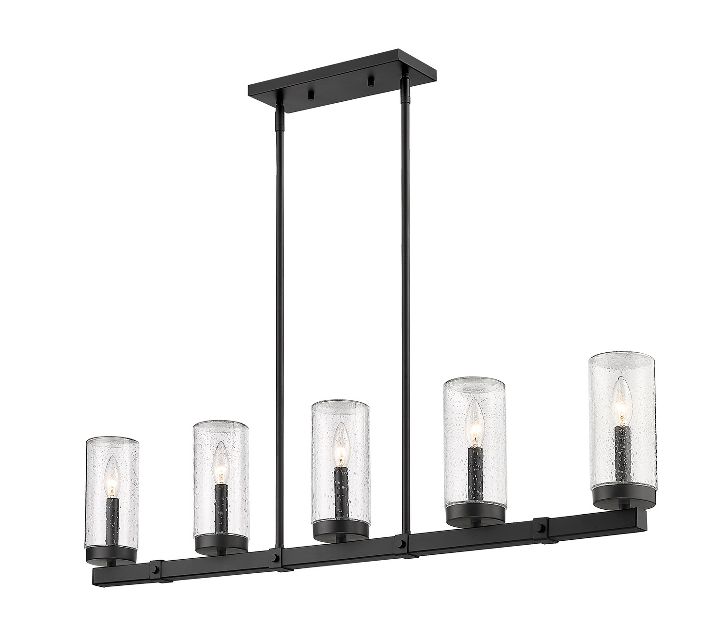 Five Light Outdoor Linear Chandelier by Z-Lite - Marlow Collection, Matte Black Finish - 589-5L-BK