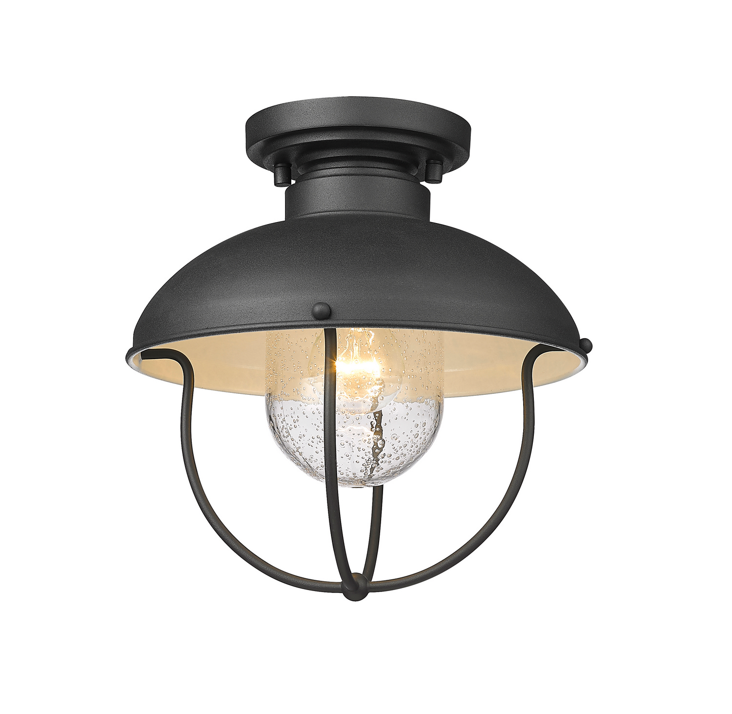 One Light Outdoor Flush Mount by Z-Lite - Ansel Collection, Black Finish - 590F-BK