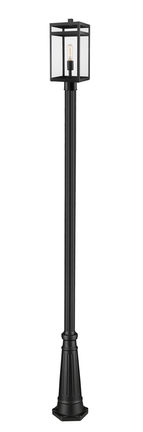 One Light Outdoor Post Mounted Fixture by Z-Lite - Nuri Collection, Black Finish - 596PHMR-519P-BK