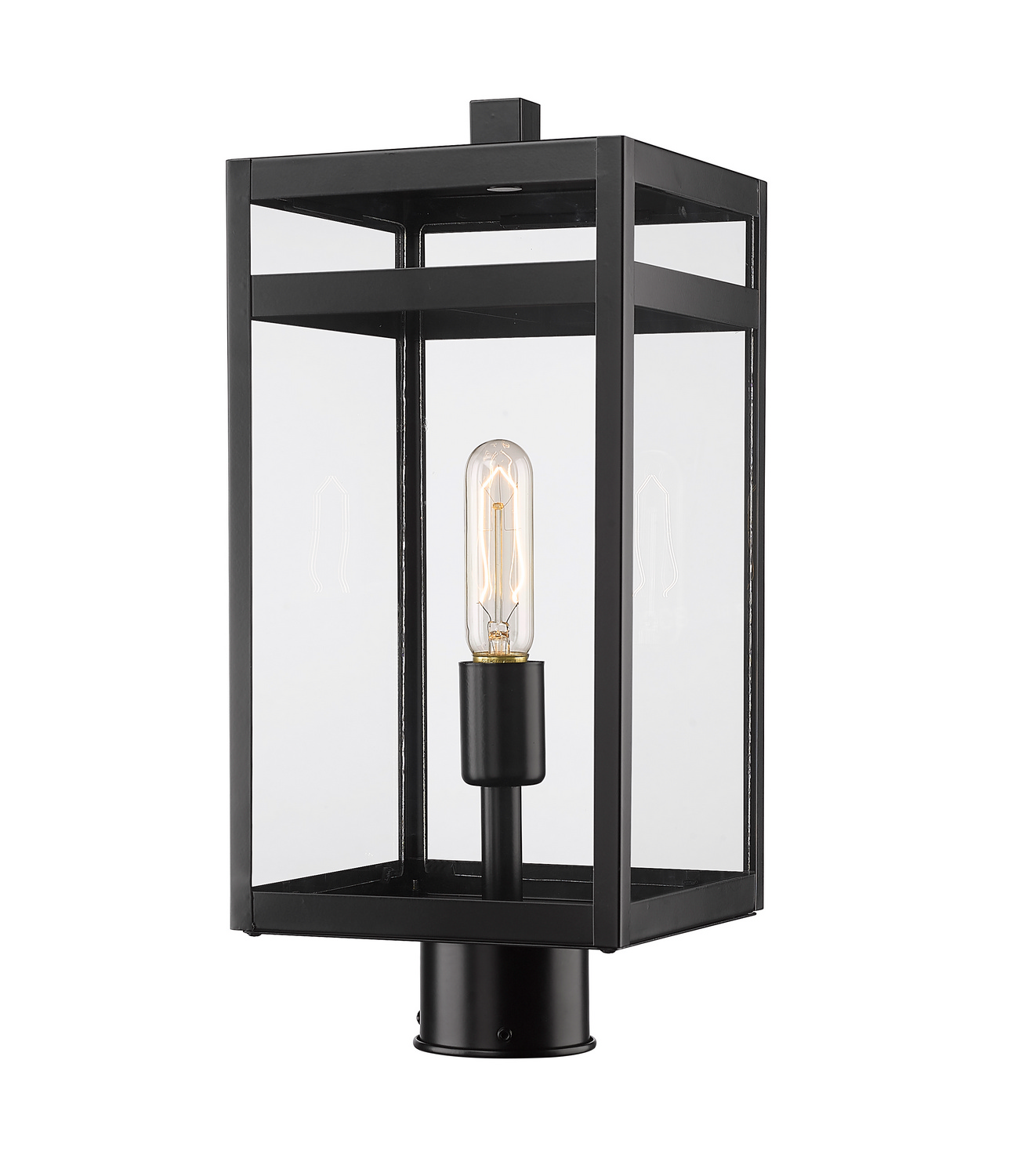 One Light Outdoor Post Mount Fixture by Z-Lite - Nuri Collection, Black Finish - 596PHMR-BK