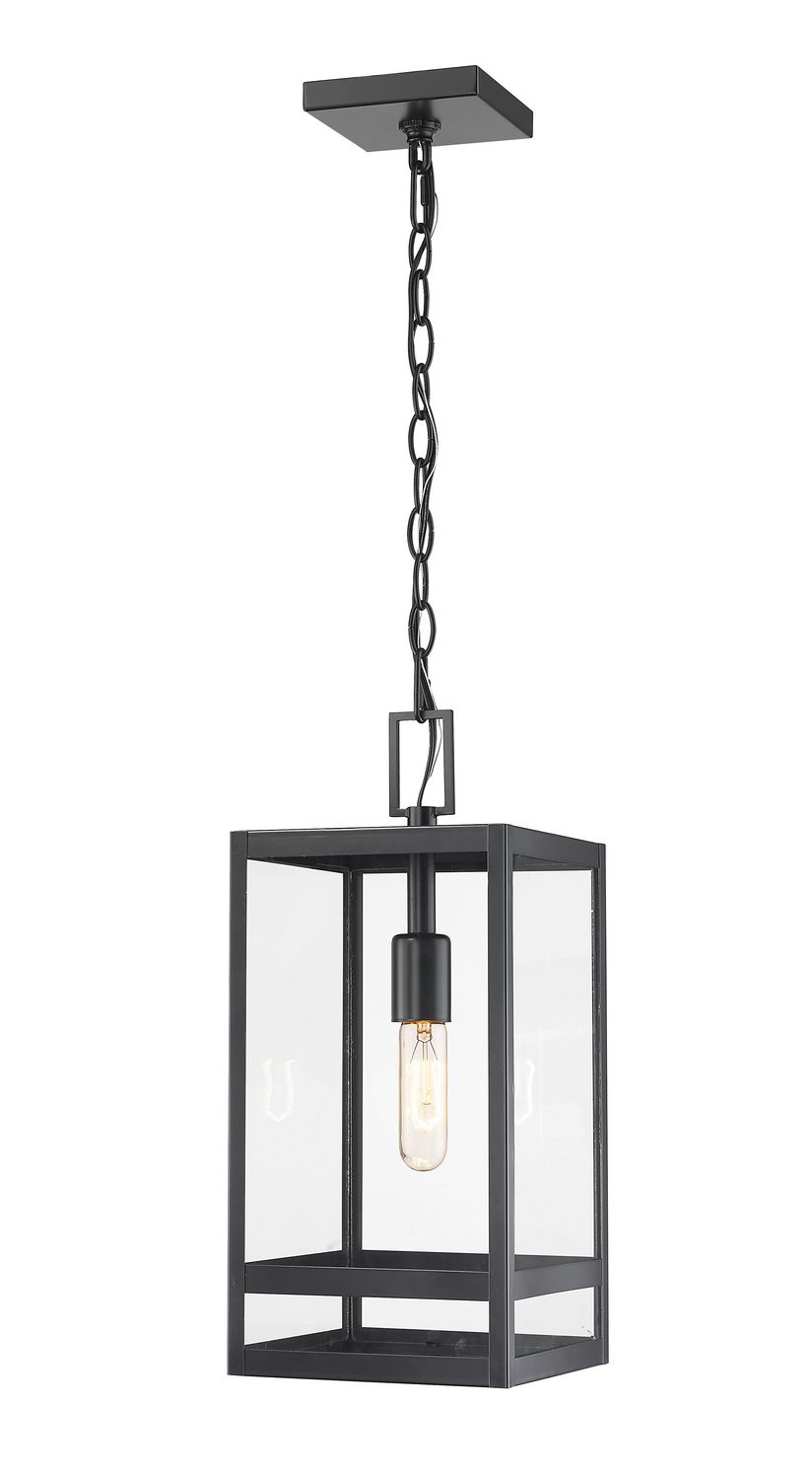 One Light Outdoor Chain Mount Ceiling Fixture by Z-Lite - Nuri Collection, Black Finish - 596CHM-BK
