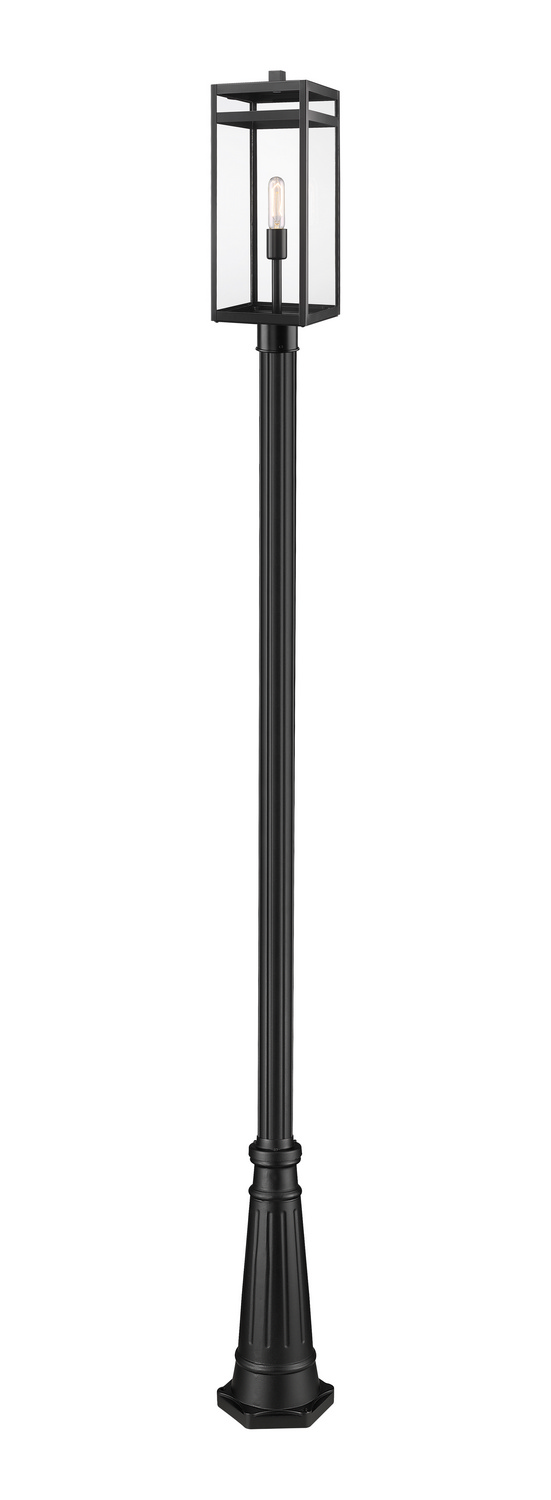 One Light Outdoor Post Mounted Fixture by Z-Lite - Nuri Collection, Black Finish - 596PHBR-519P-BK