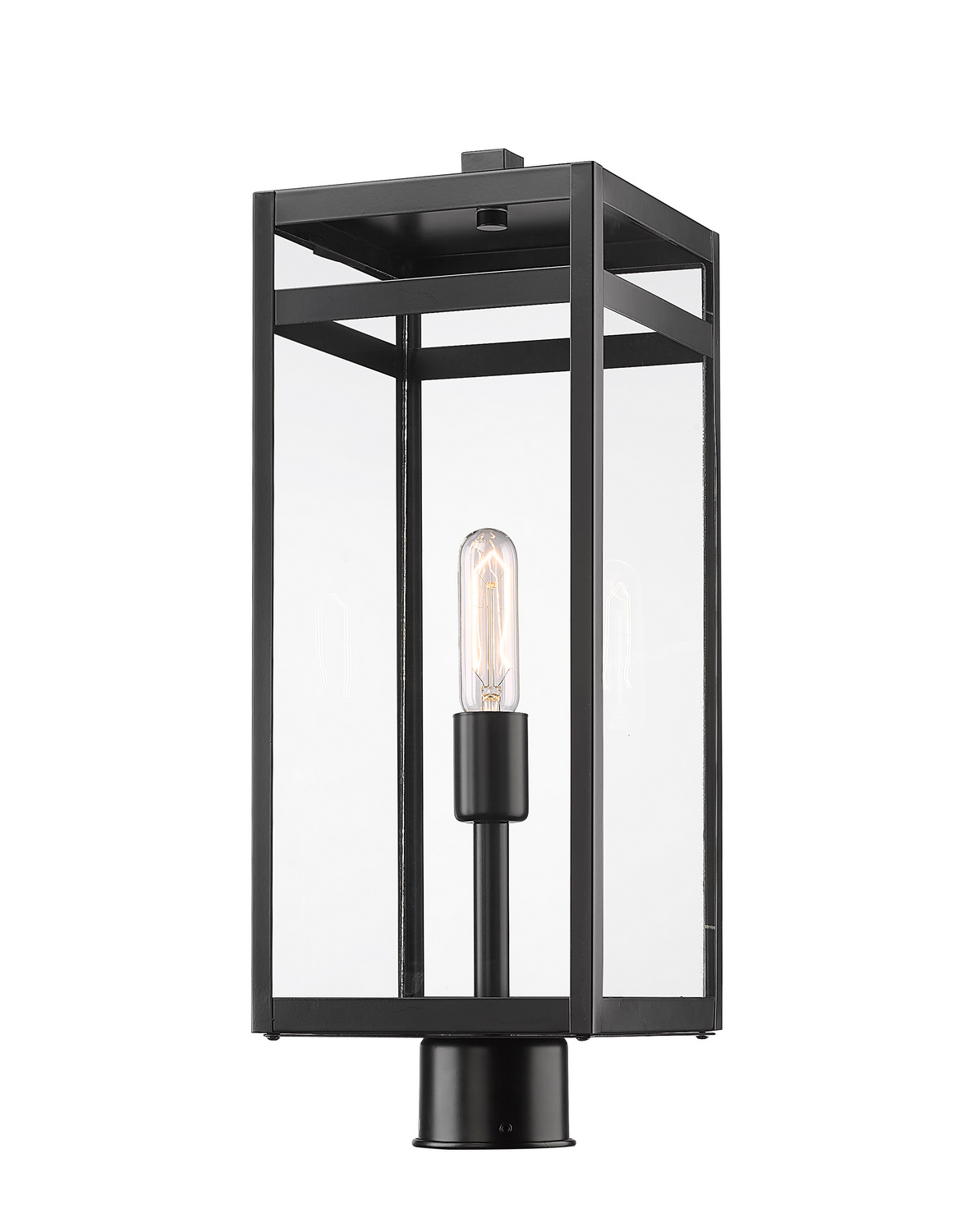 One Light Outdoor Post Mount Fixture by Z-Lite - Nuri Collection, Black Finish - 596PHBR-BK