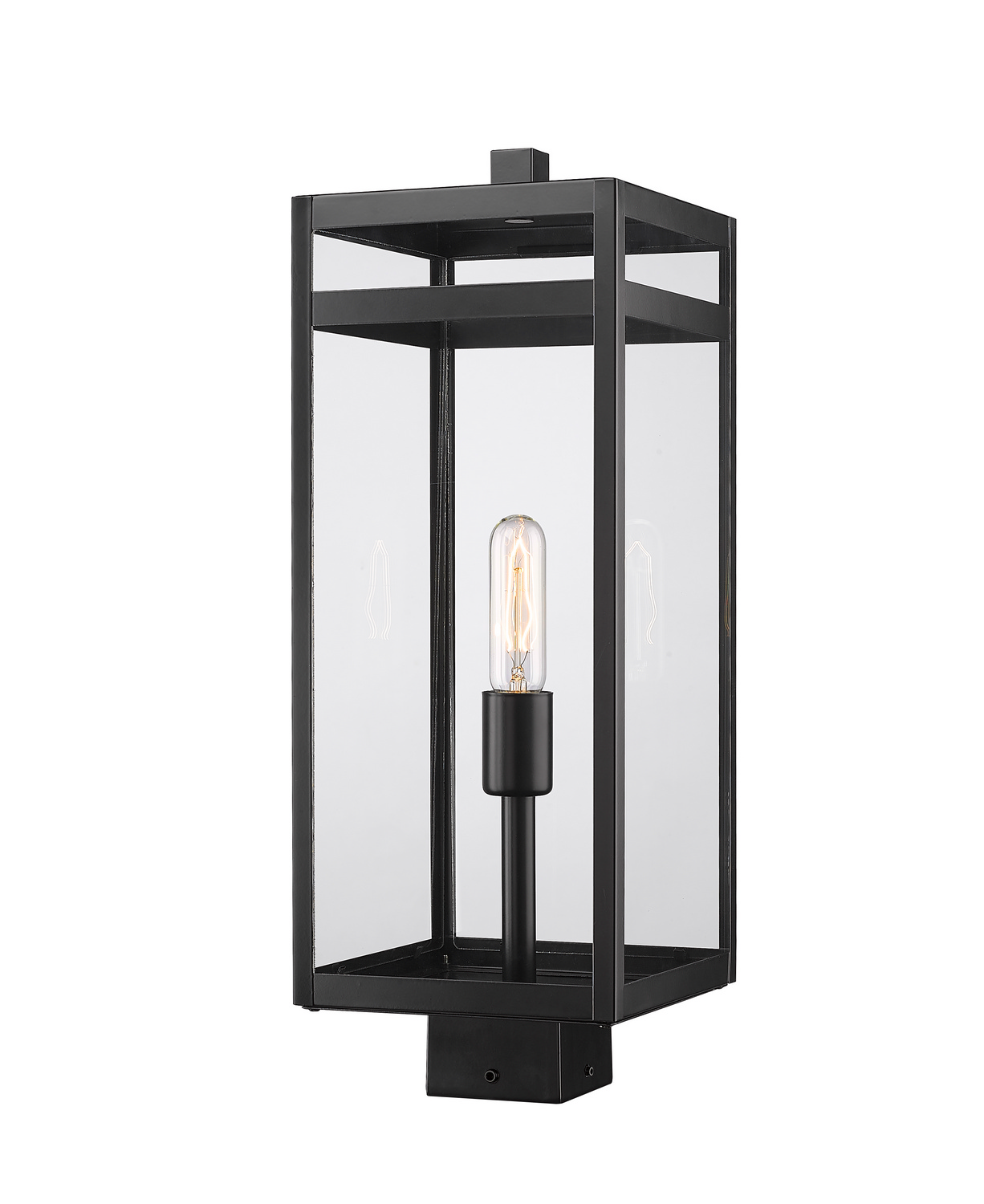 One Light Outdoor Post Mount Fixture by Z-Lite - Nuri Collection, Black Finish - 596PHBS-BK