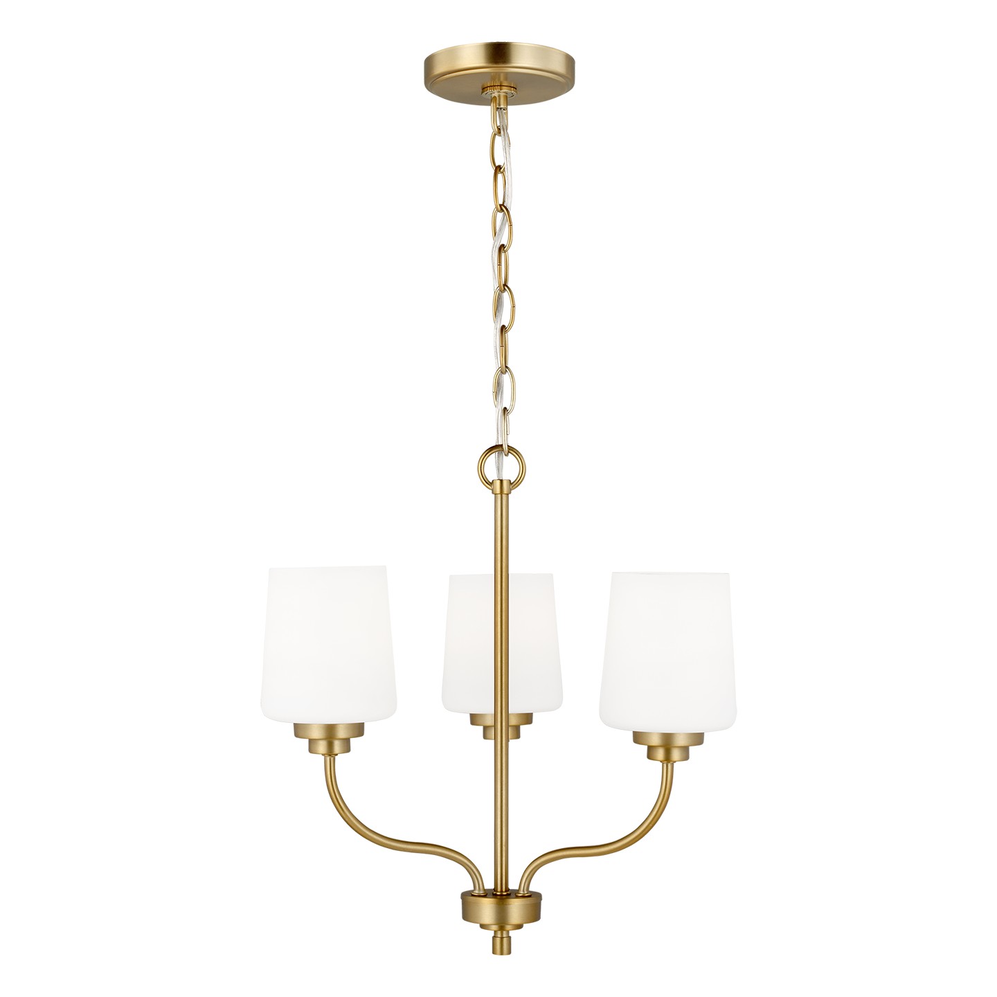 Generation Lighting. Windom Three Light Chandelier in Satin Brass - 3102803-848