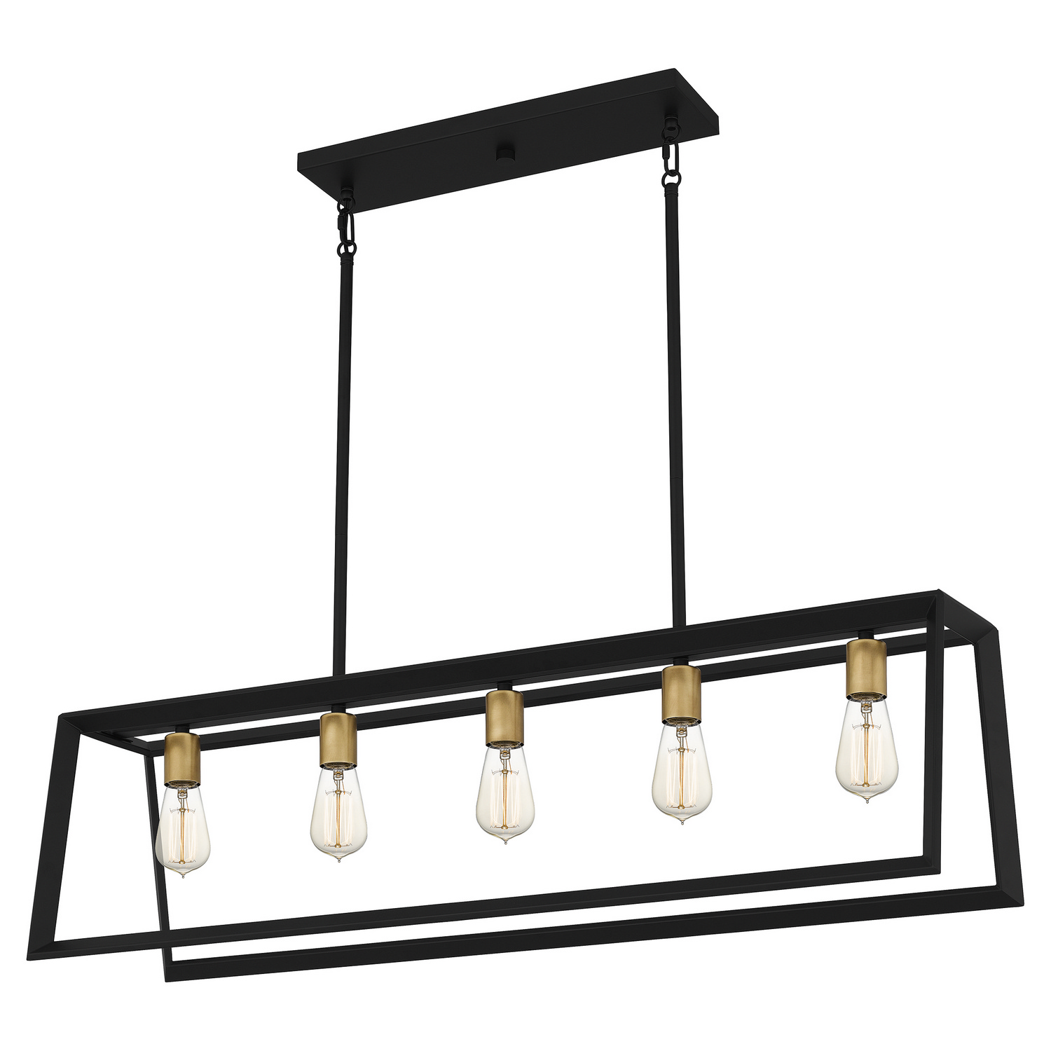 Quoizel Tilly Five Light Linear Chandelier in Matte Black - TIL538MBK