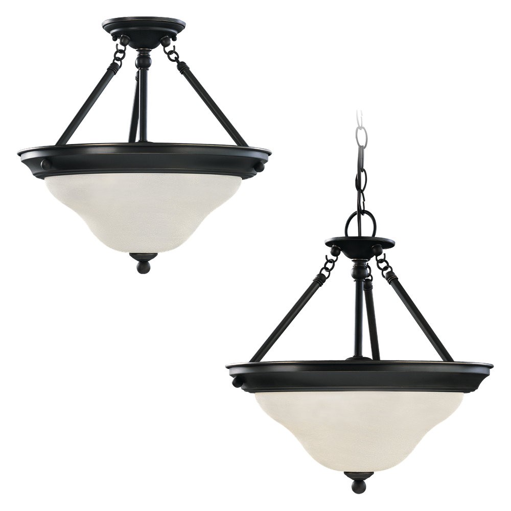 Three Light Semi-Flush Convertible Pendant