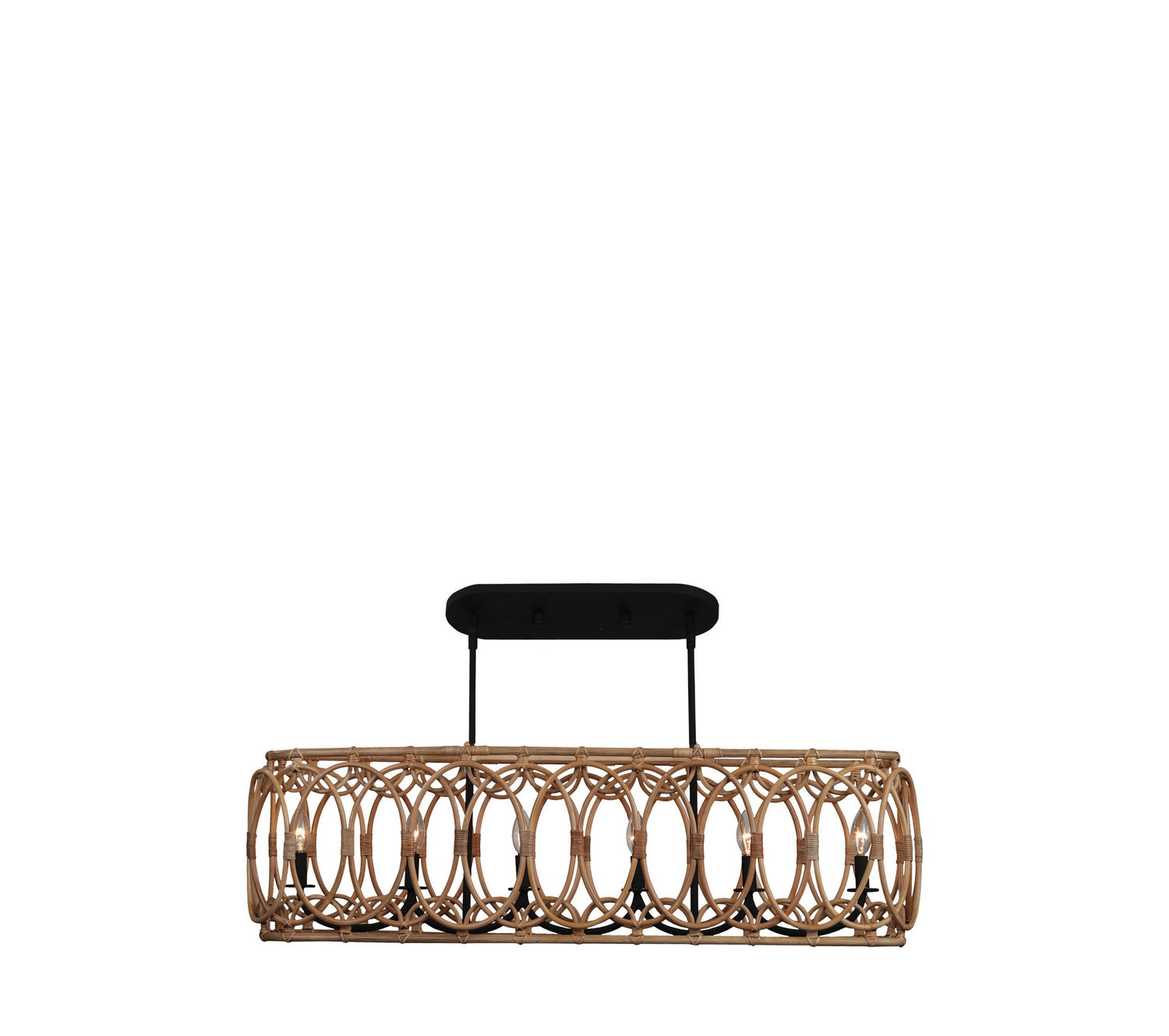 Kalco Tablas Six Light Island Pendant in Matte Black - 515361MB