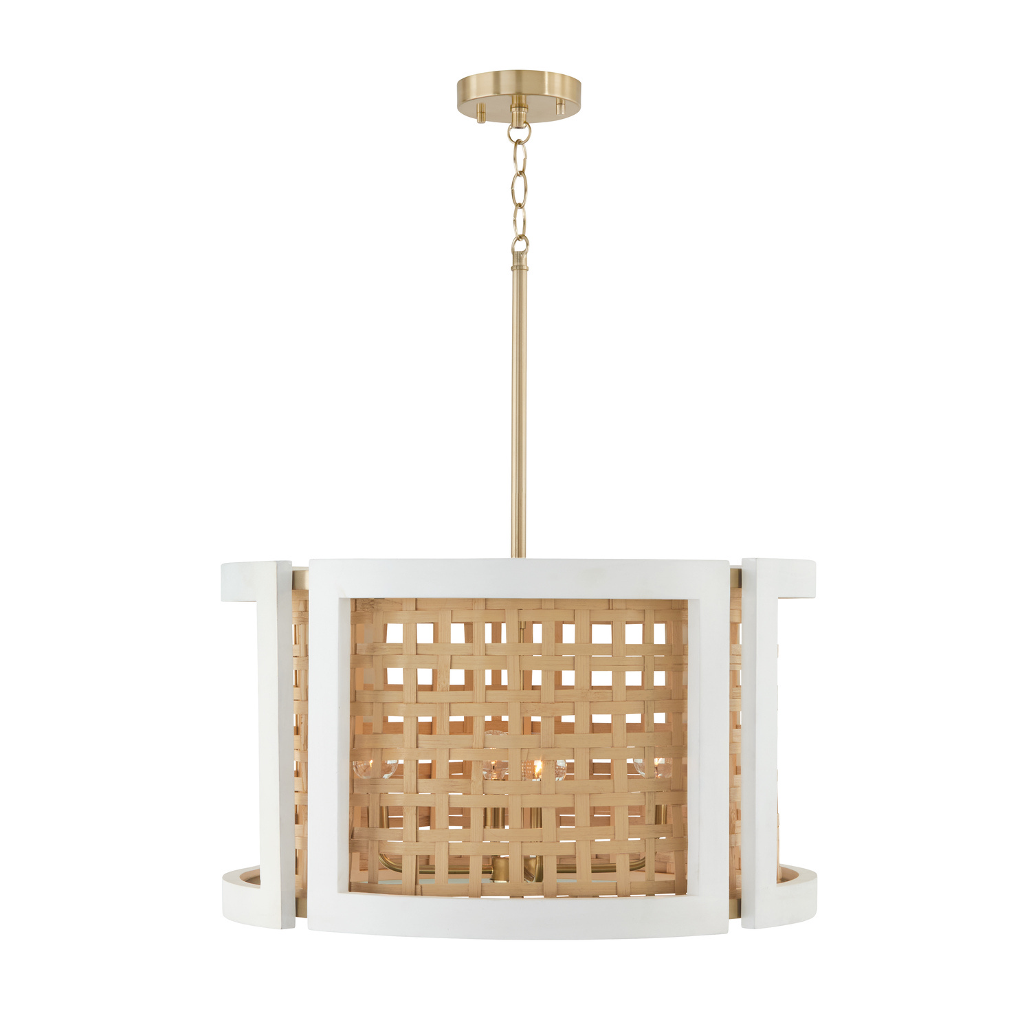Capital Lighting Lola Four Light Pendant in Flat White and Matte Brass - 344341WM