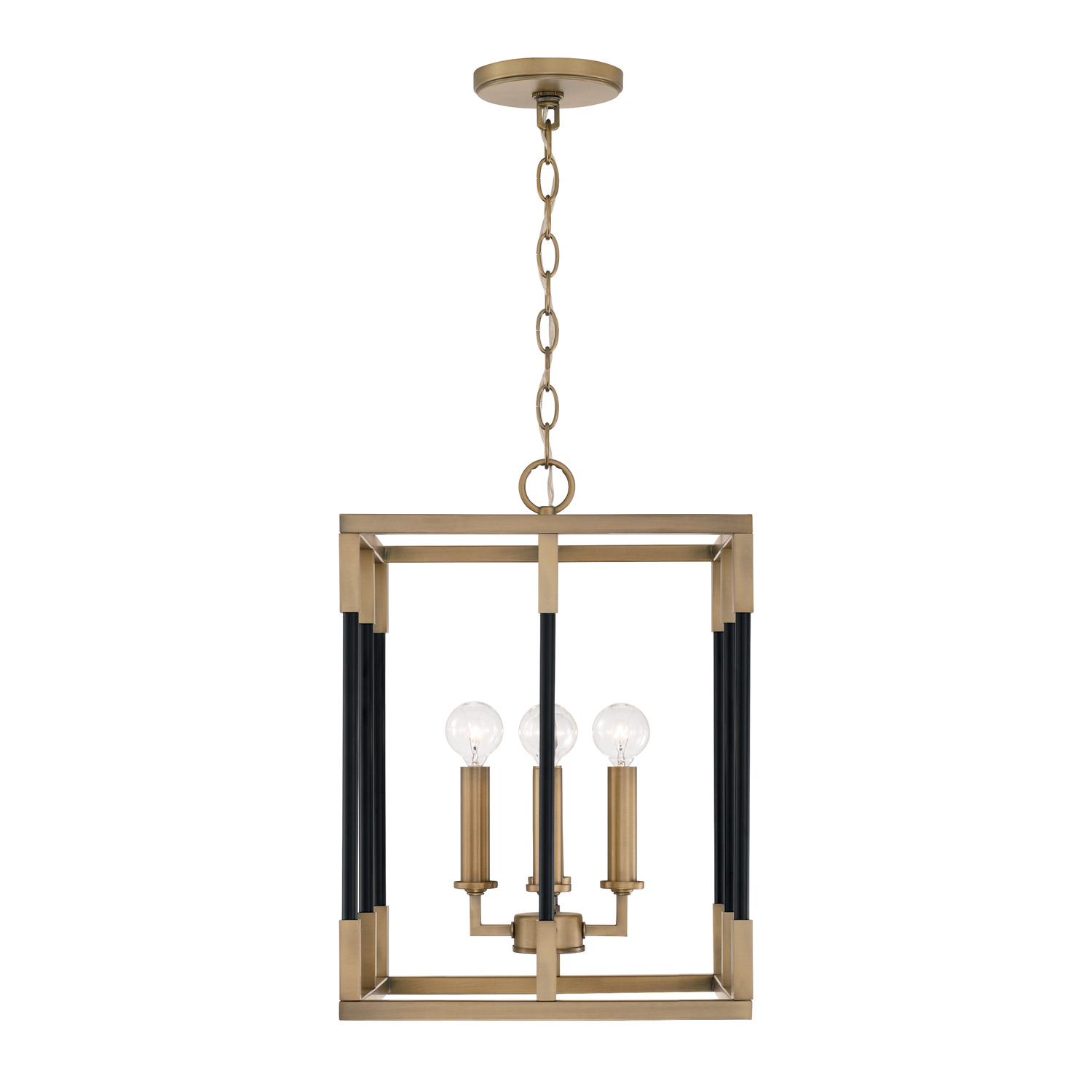 Capital Lighting Bleeker Four Light Foyer Pendant in Aged Brass and Black - 544741AB